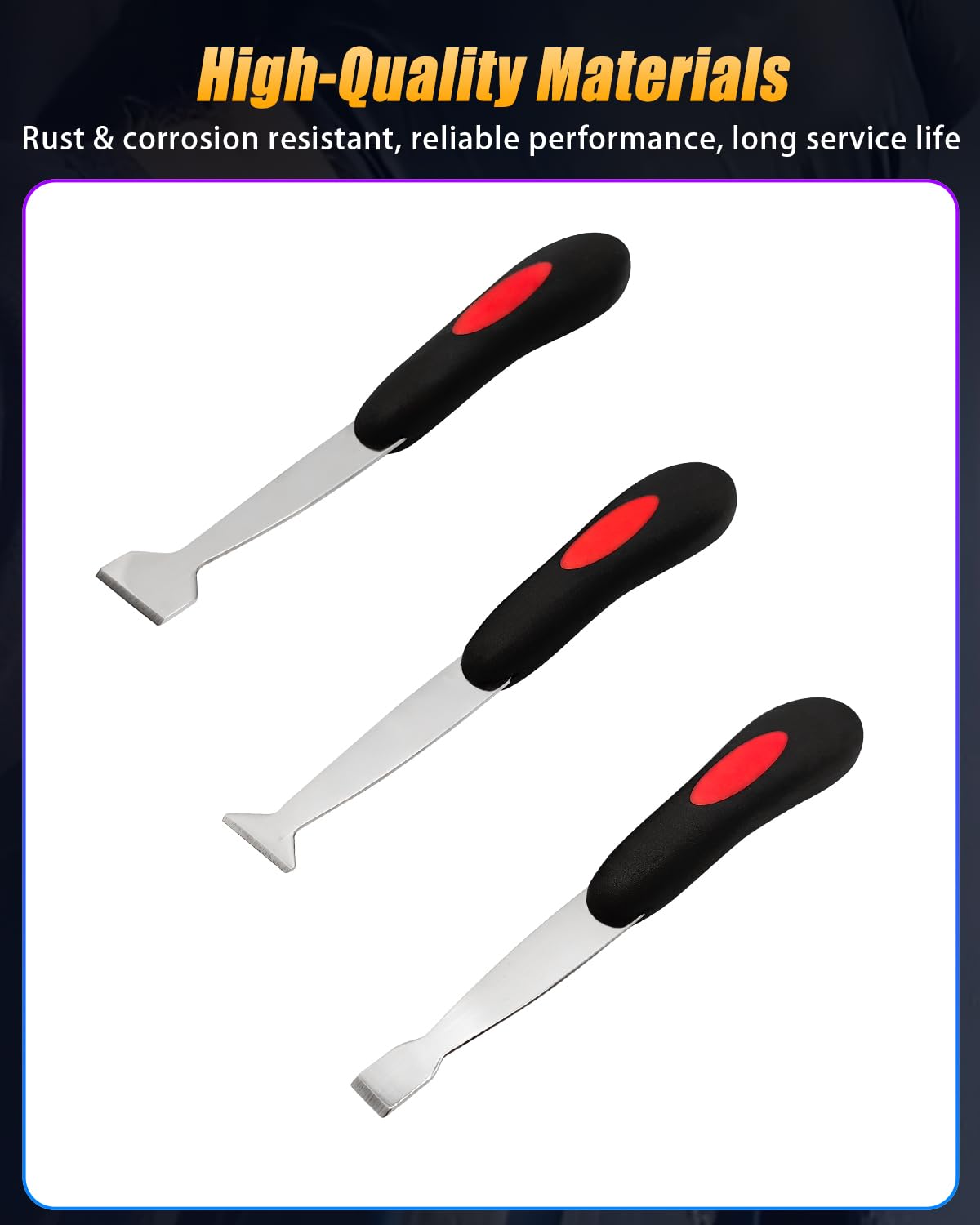 GLEXQLAO Windshield Urethane Scraper Removal Tool Kit for Removing Glass Residues, Auto Glass Urethane Scraper Remover Tool Set with 3 Sizes