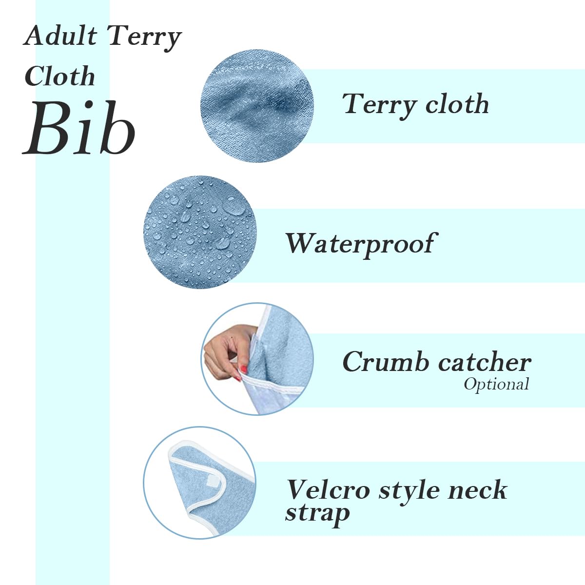 Avalon Towels Waterproof Adult Bibs For Women & Man Pack of 12 Premium Adult bibs for Elderly Eating, Bibs for Adults Senior Citizens, Washable Clothing Protectors