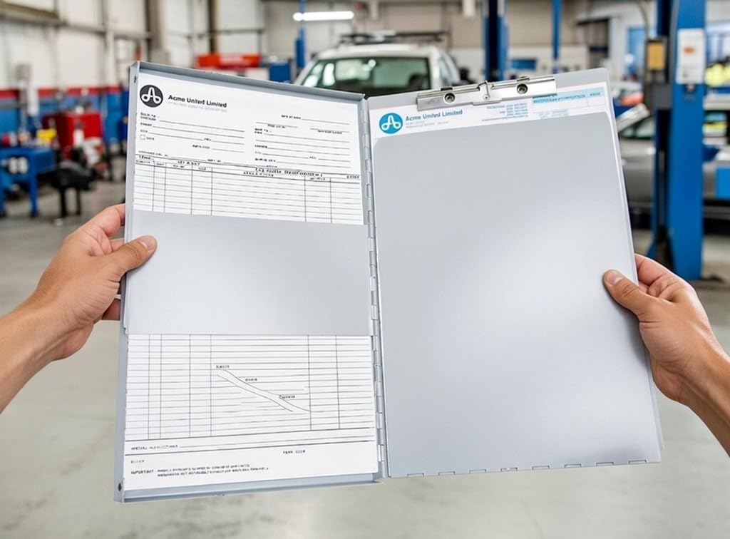 Westcott Side-Hinged Sheet Holder, Letter Size (9" x 12"), Durable Aluminum Clipboard Folder with Steel Clips, 30-Page Capacity, Secure Document Storage for Office, Field, and Industrial Use (38012)