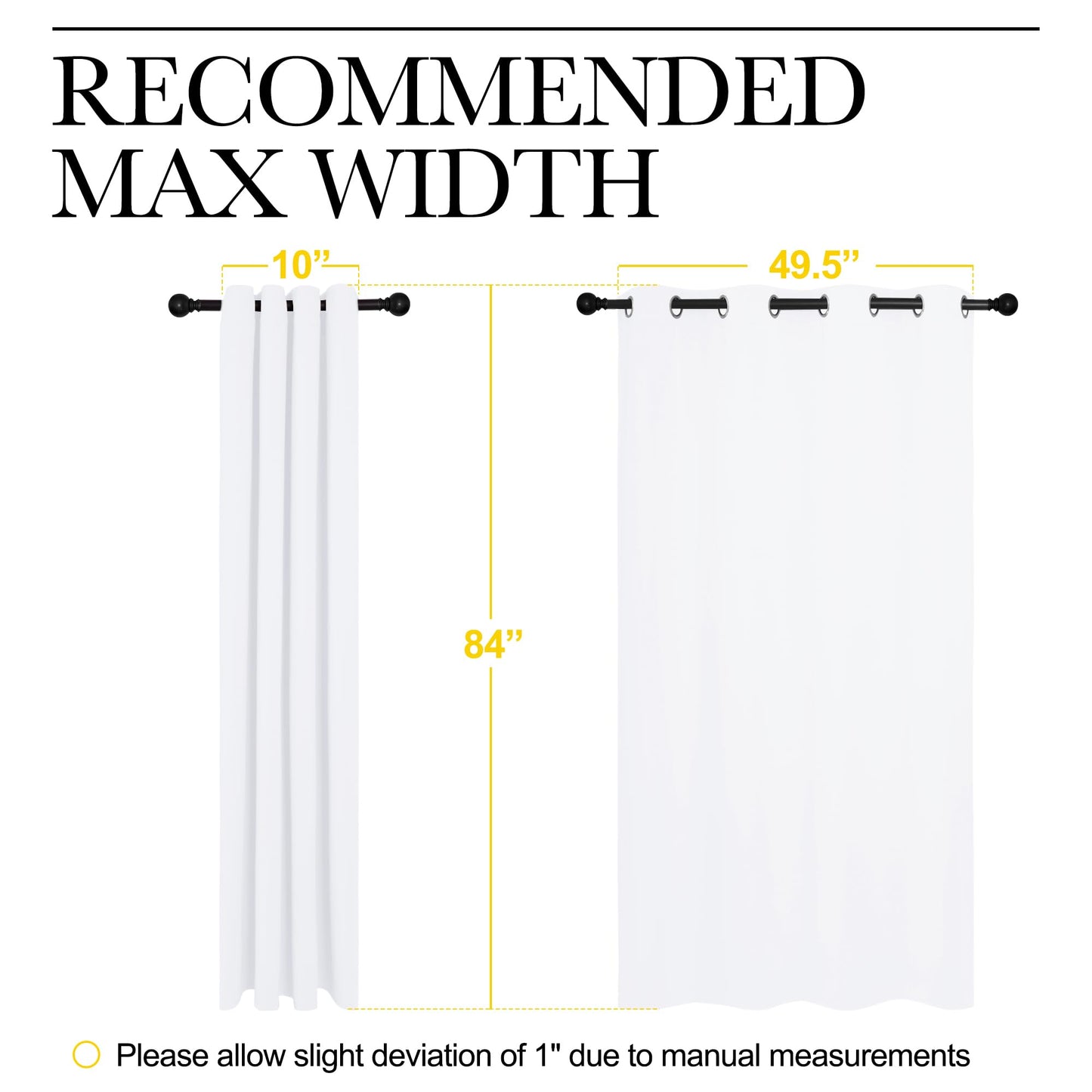 NICETOWN 100% Blackout Window Curtains - Thermal Curtains for Winter and Summer Insulated Drapeds with Black Liner for Nursery Rideaux (52in x 84in,Pure White,2 Pcs)
