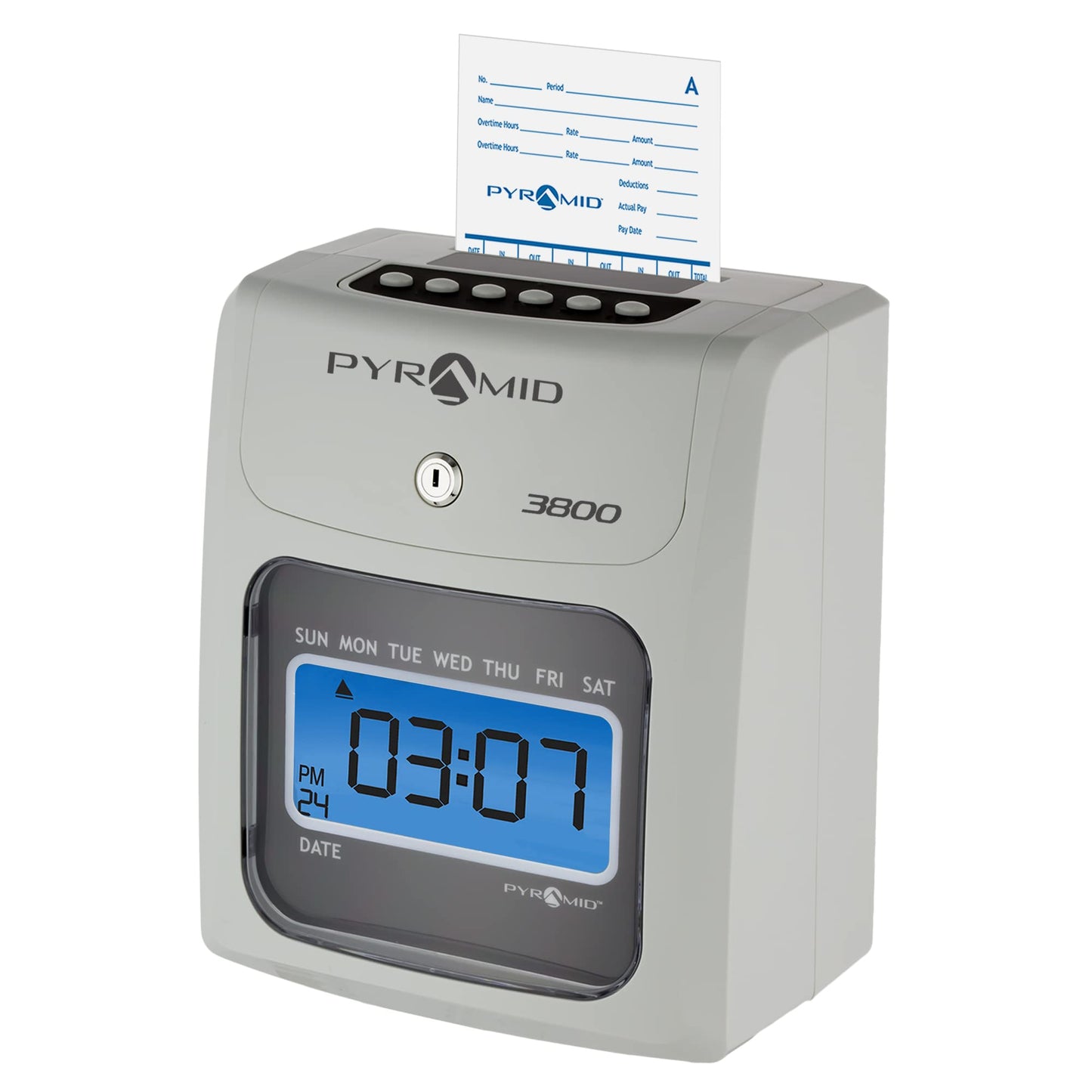 Pyramid Time Systems - Genuine and Authentic Time Cards (3800-10) for Pyramid Model 3800 Calculating Time Clock, Double Sided time Card (3.37 X 7.37 Inches), 100 Time Cards - White