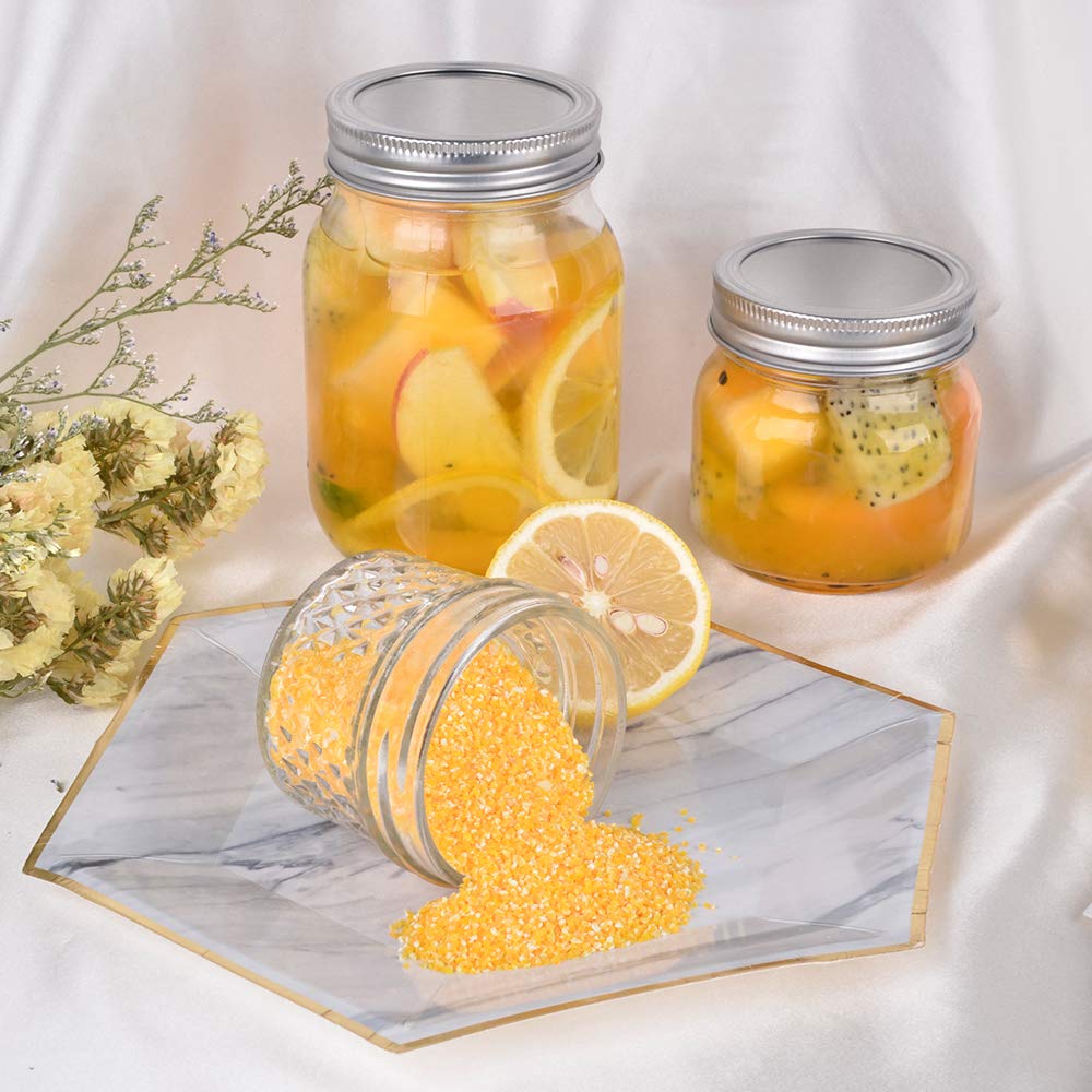 40 Pack 4oz 120 ml Glass Mason jars With Silver Regular Lids, Perfect for Jam, Honey, Candies,Wedding Favors, Decorations,DIY Magnetic Spice Jars.(40 Labels Included)