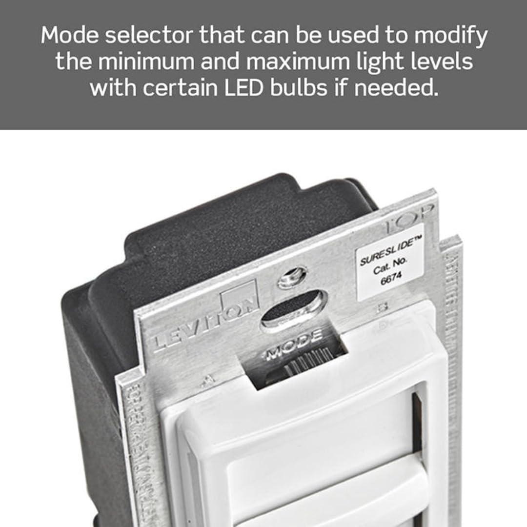 Leviton 2-Pack SureSlide Dimmer Switch for Dimmable LED, Halogen and Incandescent Bulbs, 6674-2PK, White