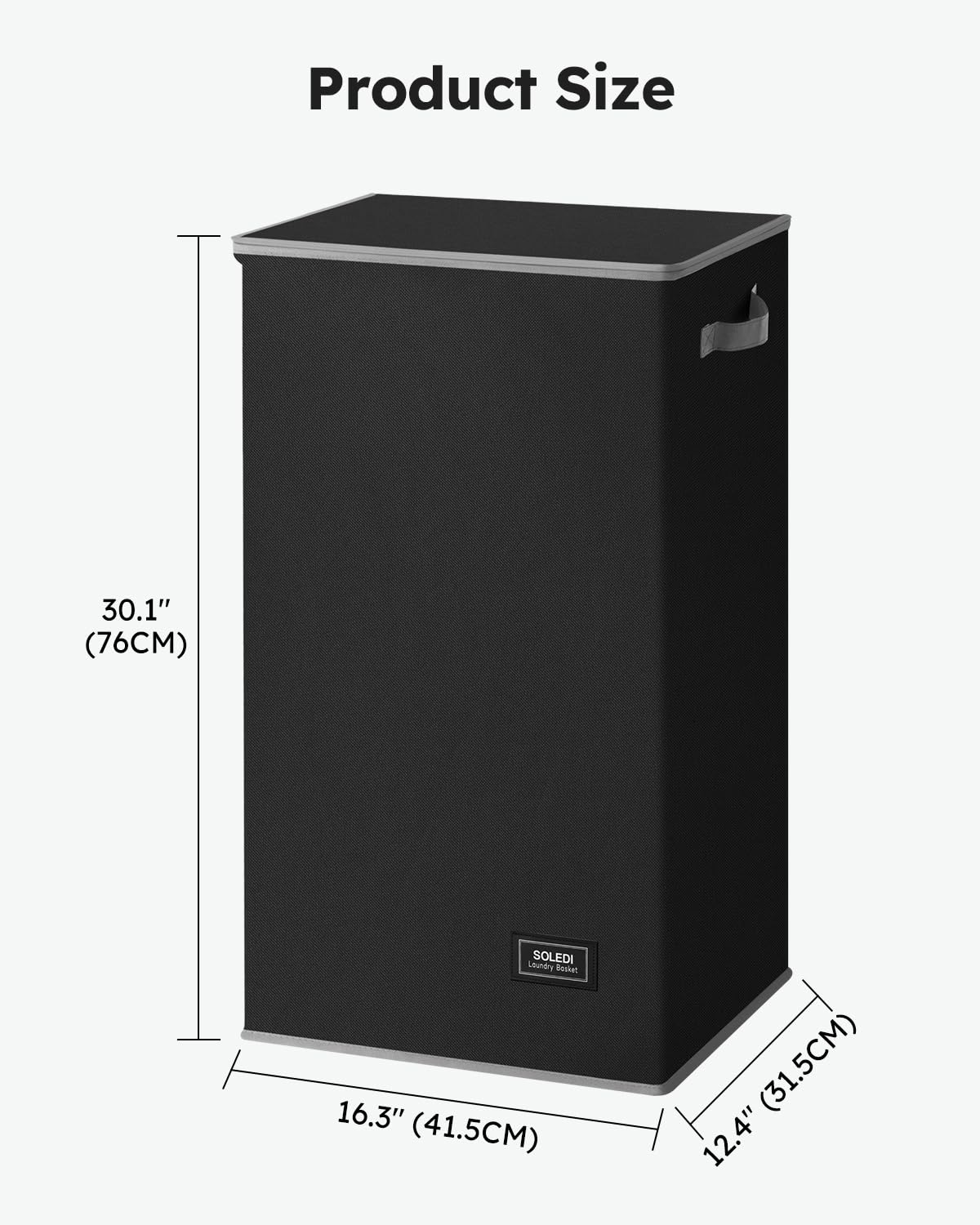 SOLEDI Laundry Basket with Lid 100L Large Laundry Hamper Collapsible Laundry Baskets Tall Clothes Baskets Folding Washing Bin Foldable Hamper Bags for Bedroom, Closet, Bathroom, College - Black