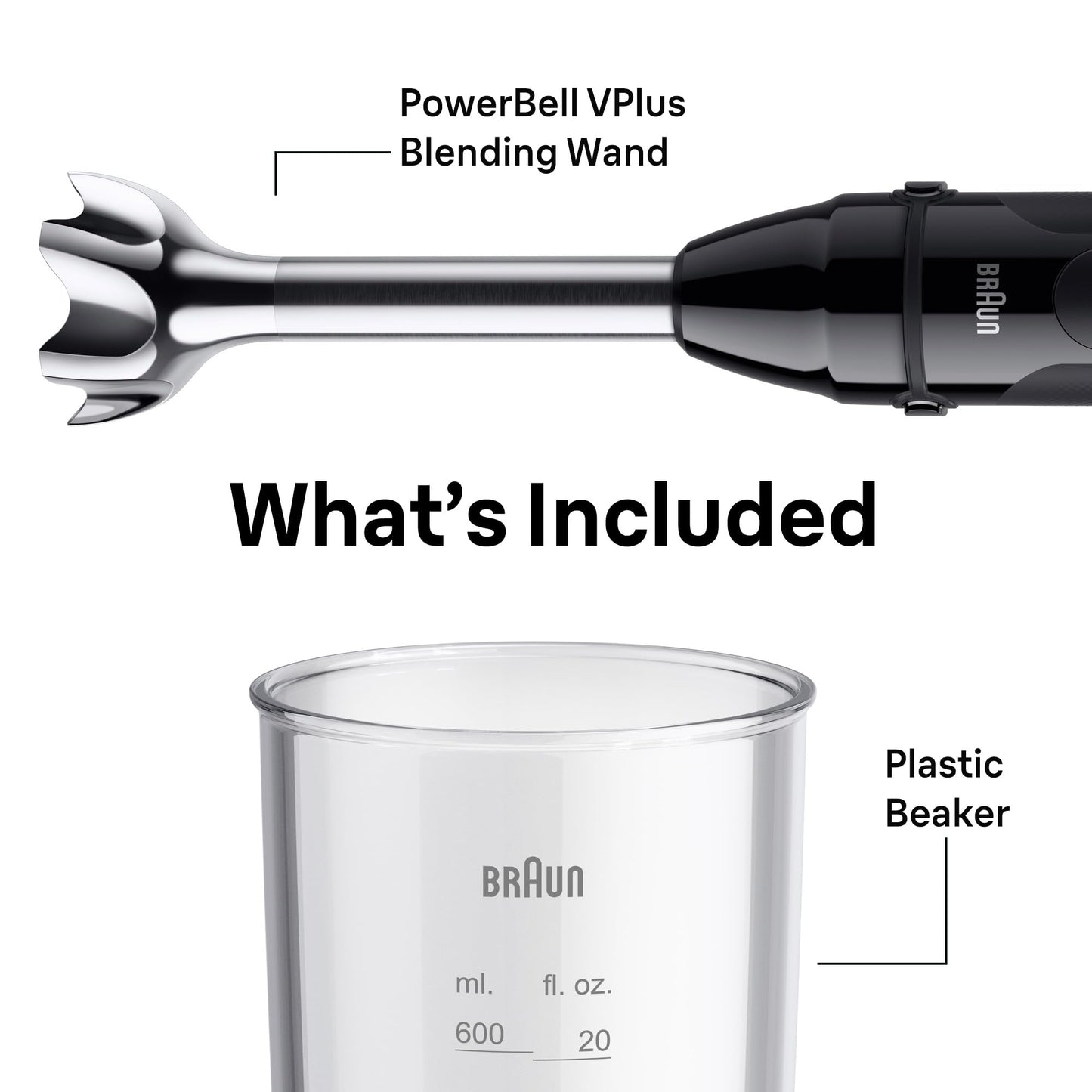 Braun MultiQuick 5 Vario Hand Blender, Immersion Blender with PowerBell Technology, Minimized Splashing, 21 Speeds + TurboBoost, EasyClick Attachments, Perfect for Whisking & Chopping, Black–MQ50001M