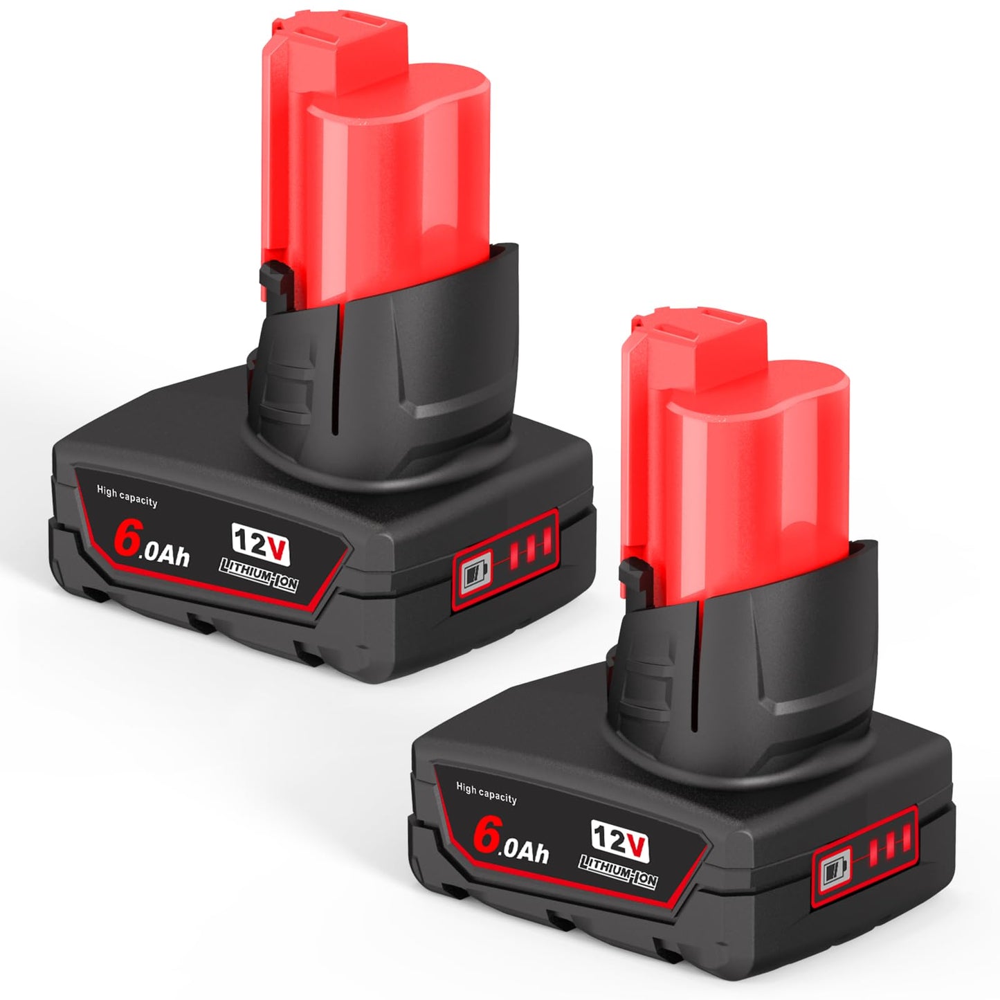 12V Battery, Replacement for Milwaukee M12 Battery 6.0Ah, Compatible with Milwaukee 12V Cordless Tools MLW2553-20,2462-20,2415-20 and MLW2504-20 2-Pack (2pack M12 Battery 6.0ah)