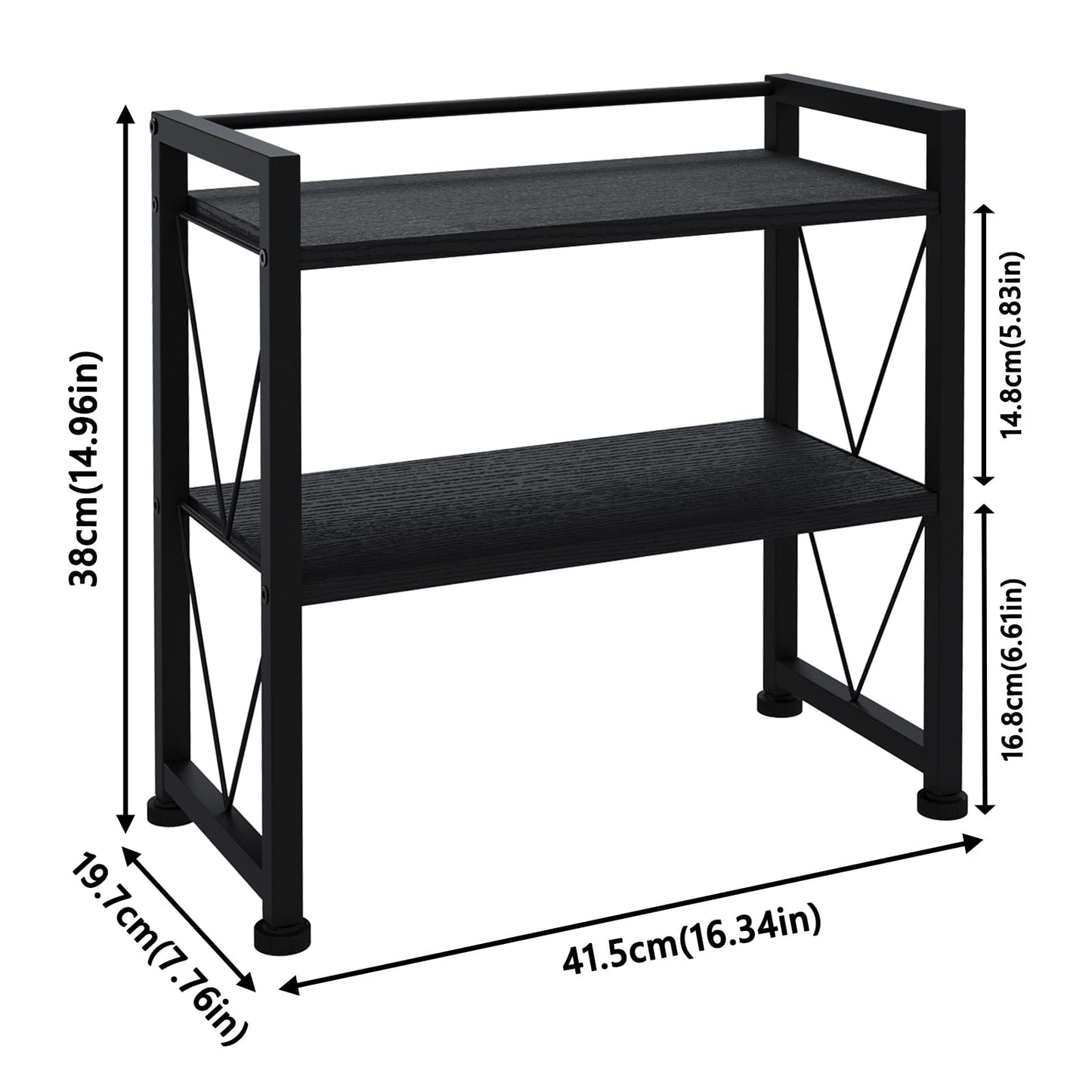 VSIWB Desktop Organizer Shelf, 2 Tiers Desk Organizers and Storage, Countertop Organizer Desktop Bookshelf, Metal and Wooden Desk Storage Shelf, Desk Shelf for Home Office Coffee Bar Bedroom Kitchen