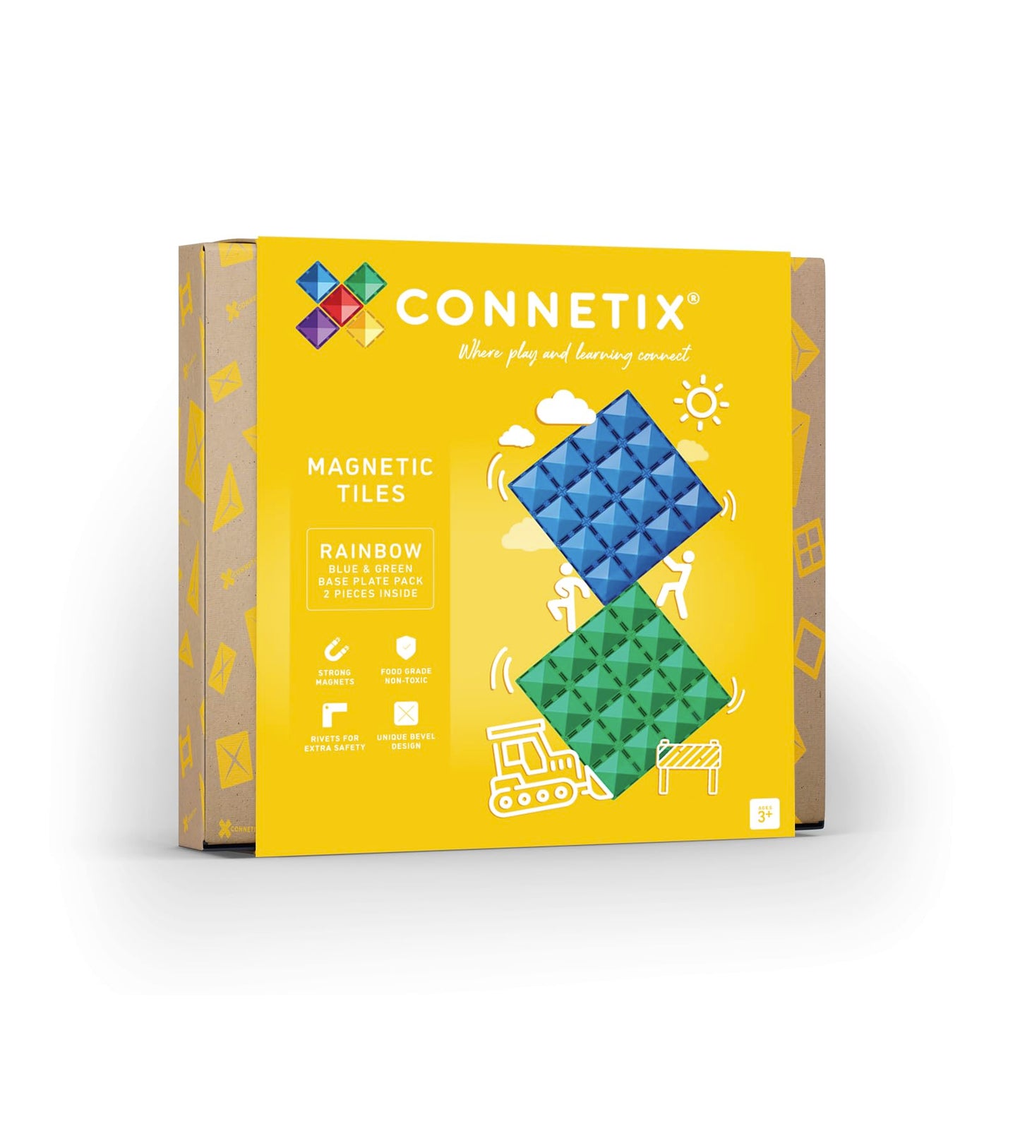 CONNETIX Rainbow Blue & Green Base Plate Pack, 2 Pieces