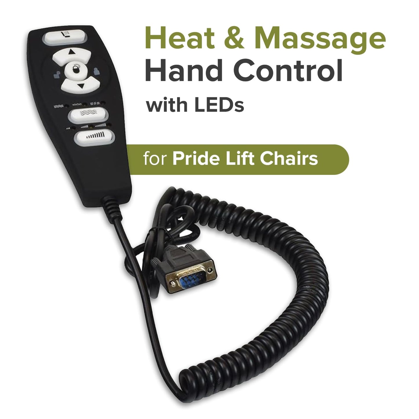 Alvey Heat and Massage Hand Control with LEDs (ELEASMB5578) for Pride Lift Chairs