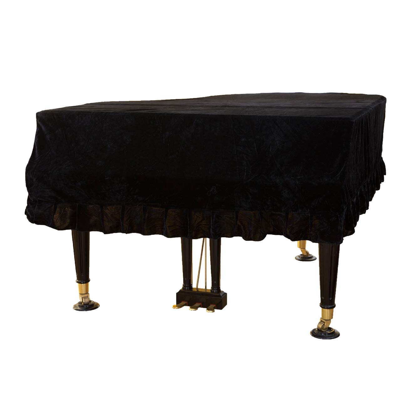 ESYUEL Pleuche Grand Piano Cover Bordered Dust Protective Cover Cloth 62.9 x 59 x 20.48in (160cm/62.9in, Black)
