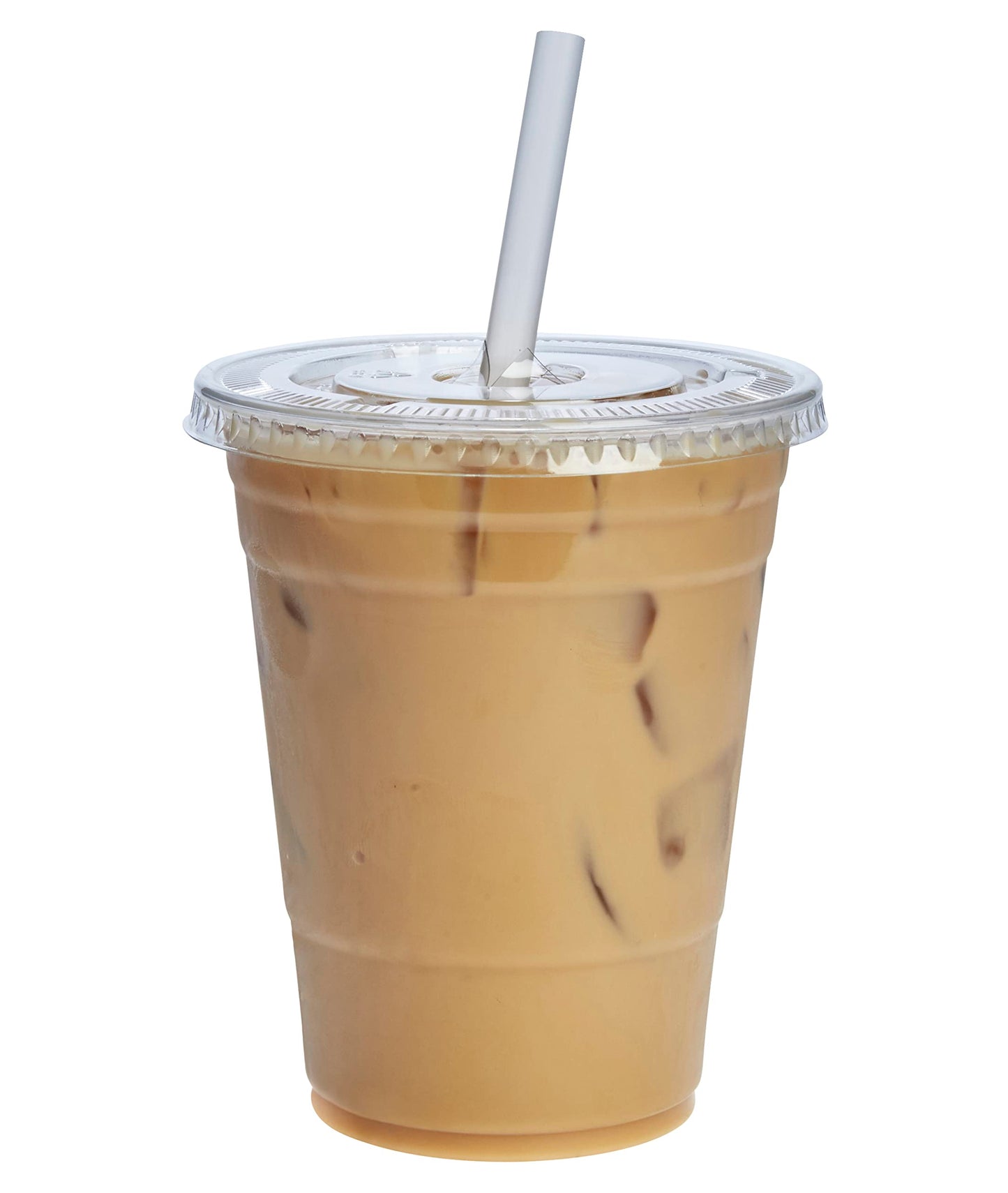 Gusto [16 oz. - 100 Count] Clear PET Cups with Lids, Disposable Coffee Cups with Flat Lids - Ideal for Cold Beverages, Smoothies, and to-Go Drinks - Formerly Comfy Package