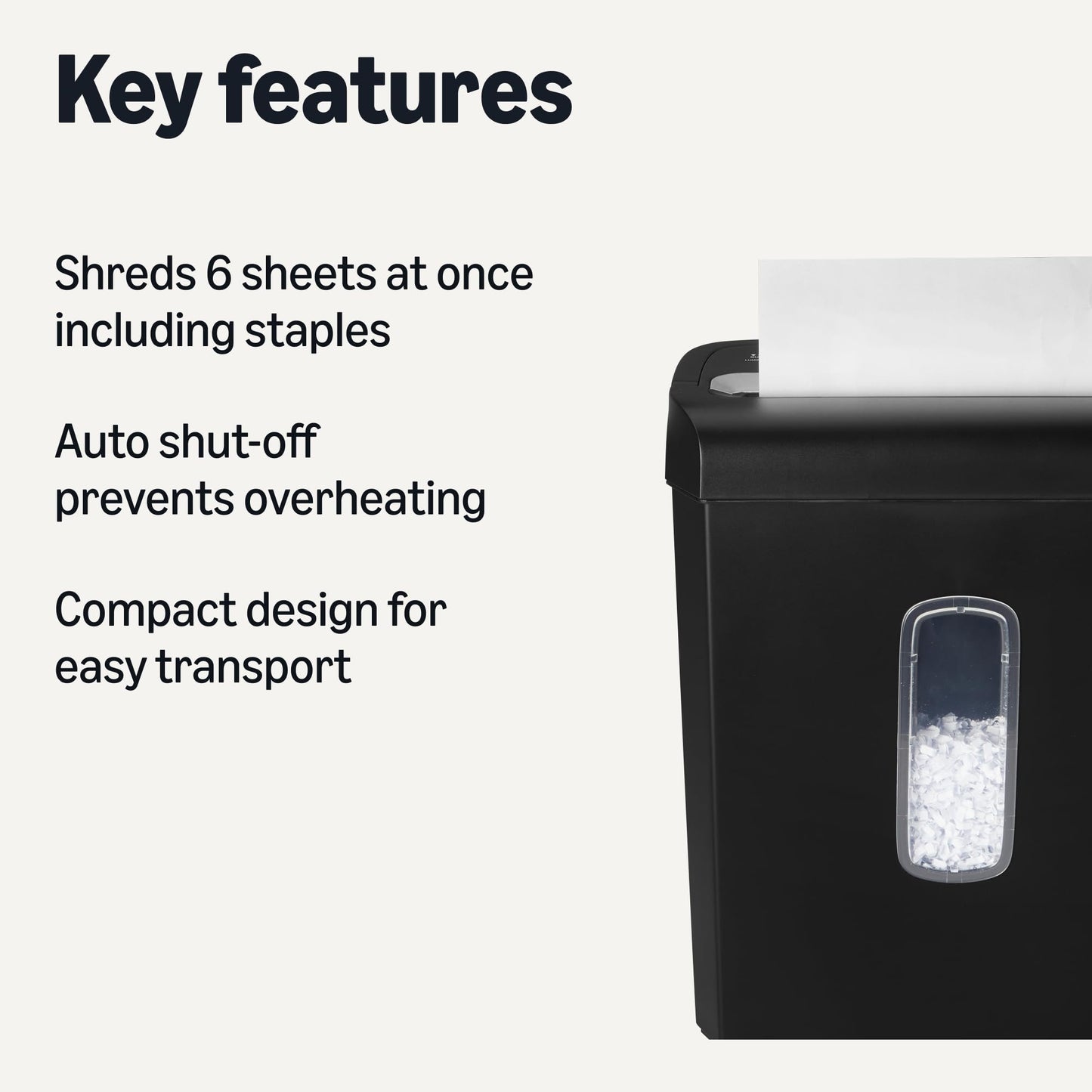 Amazon Basics 6-Sheet High Security Micro Cut Paper Shredder and Credit Card Shredder, 3.7 Gallon, Black