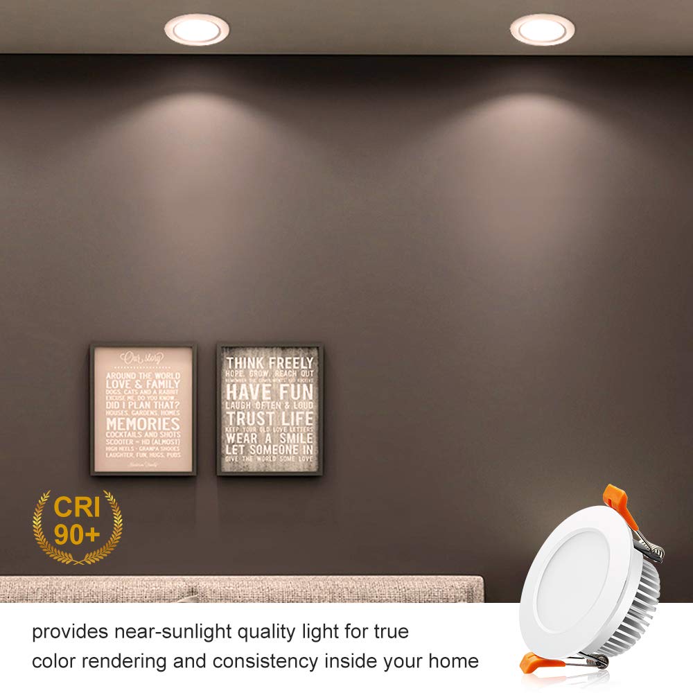 BIRRAY 2 Inch LED Recessed Lighting, 3000K Warm White, 3W(35W Halogen Equivalent) Dimmable LED Downlight, CRI80, Ceiling Lights with LEDs Driver (6 Pack)