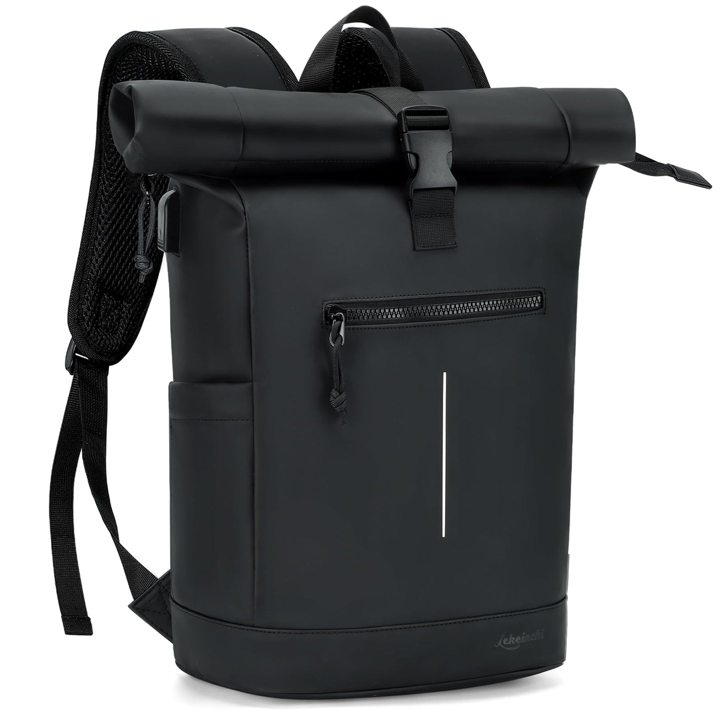 Lekeinchi Roll Top Backpack, Expandable Laptop Backpack with 17 Inch Compartments, Waterproof Travel Backpack for Men Women, Casual Daypack for School Work, Black(XL)
