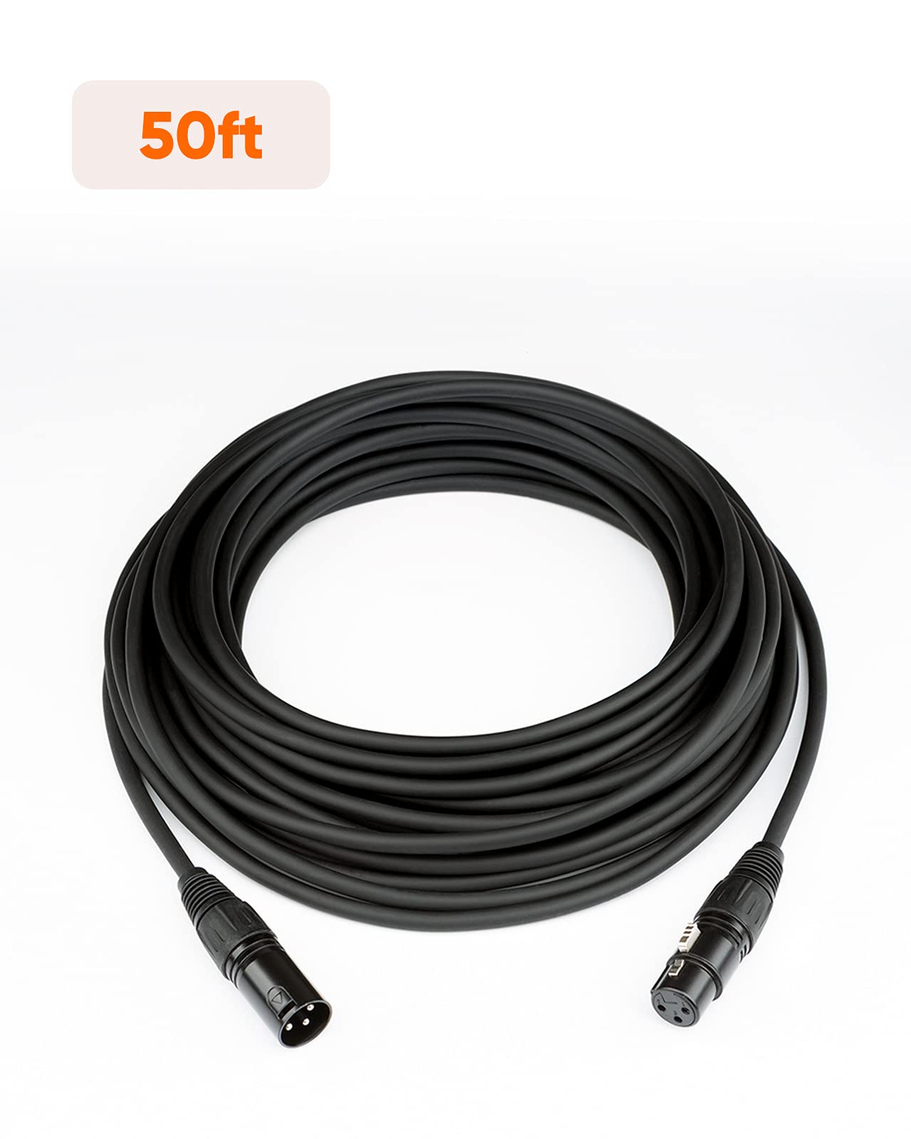 CableCreation XLR Cable 50FT, XLR Male to XLR Female Balanced 3 PIN XLR Microphone Cable Compatible with Shure SM Microphone, Behringer, Speaker Systems, Radio Station and More, Black