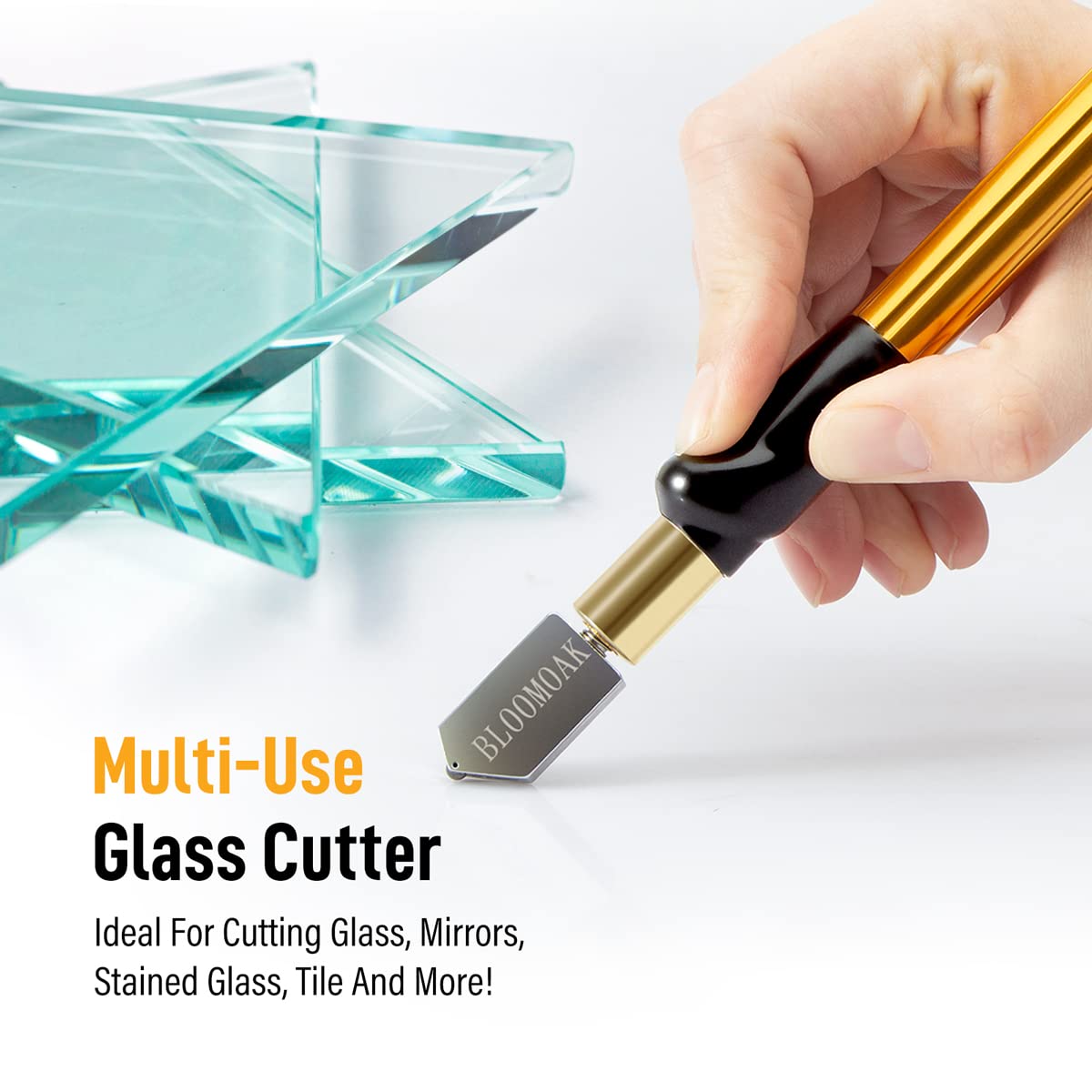 B BLOOMOAK Heavy Duty Circular Glass Cutter with Round Knob Handle and Suction Cup Adjustable Diamond Glass Cutter Tool Set (Diameter 24")