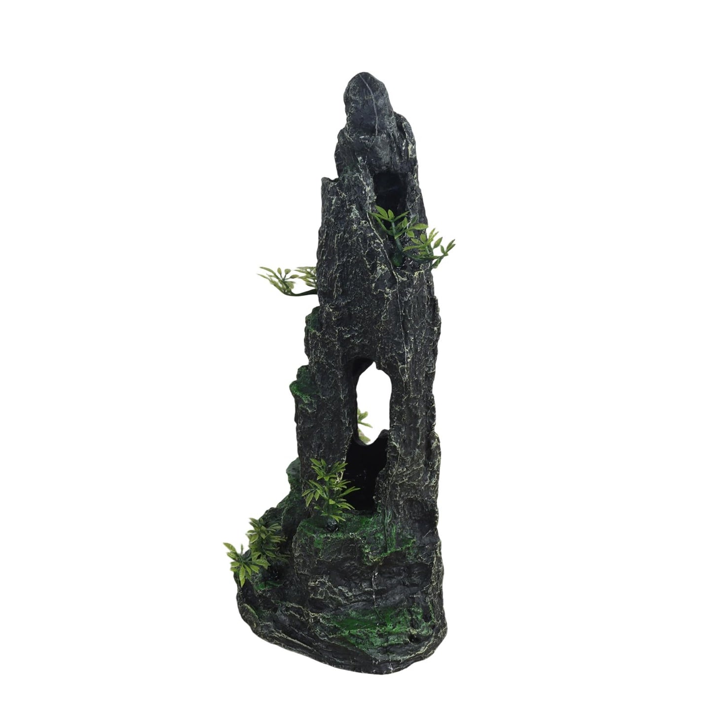 Mairuker Tall Aquarium Decor 14.4inch, Cool Large Fish Tank Decorations Accessories, Resin Mountain View Aquarium Ornament with Tree Hideout Cave, for Fish Shrimp Guppy Play Rest