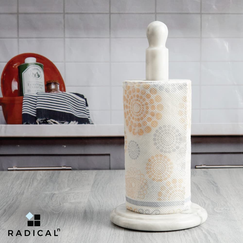 Radicaln Marble Paper Towel Holder White Kitchen Towels Rack Handmade Paper Roll Holder with Stand - Wrapping Paper Holder Towel - Hand Towel Rack Holder