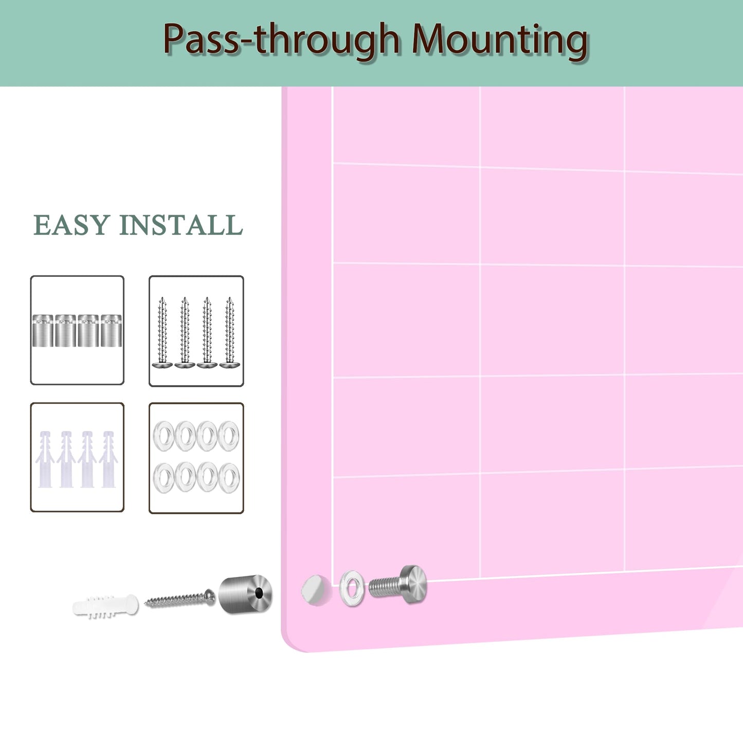 Marribol Acrylic Calendar for Wall,30x40cm,Acrylic Monthly Calendar for Wall,Pink Dry Erase Board for Home Office School