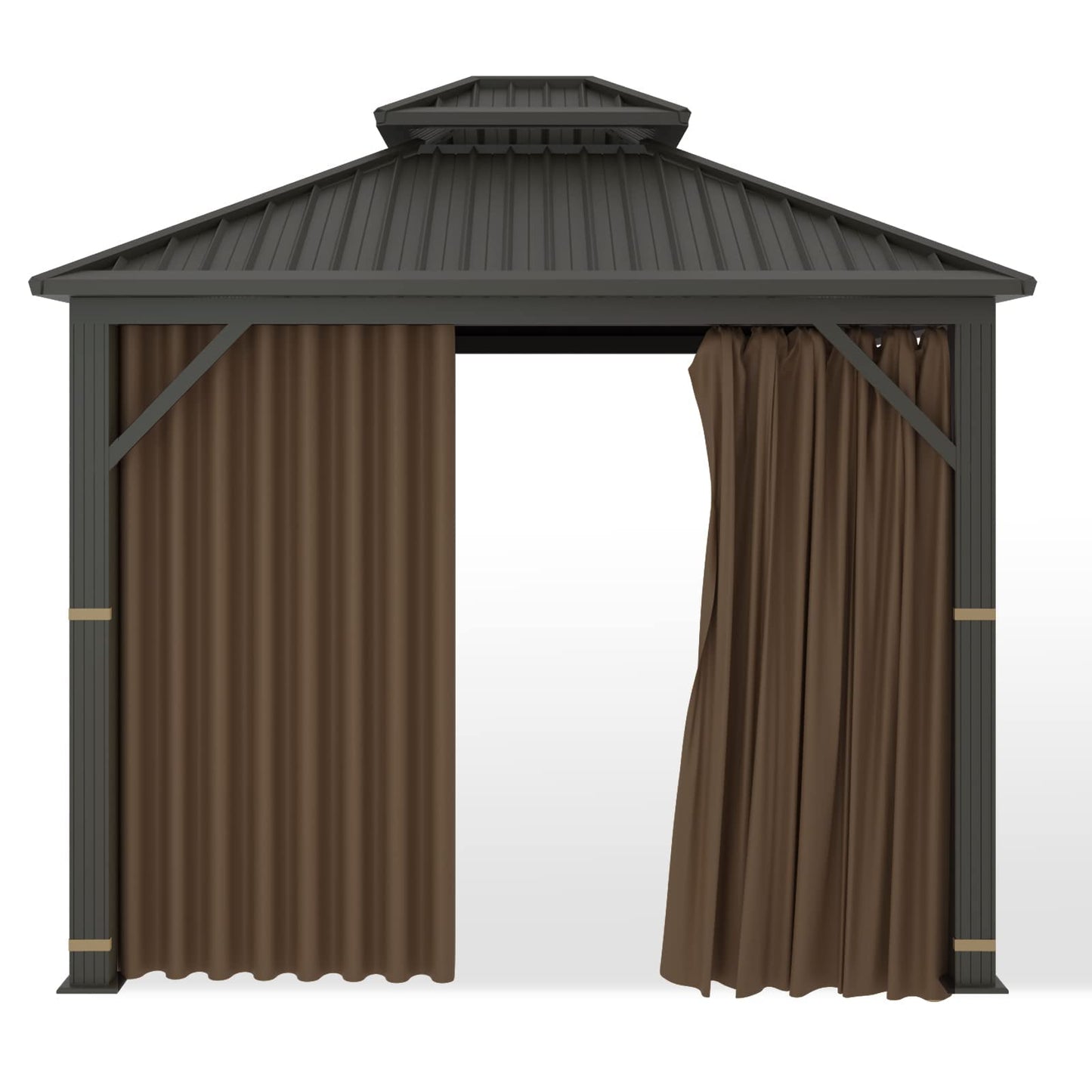 Gazebo Universal Replacement Privacy Curtain – Hugline 10' x 12' Gazebo Side Wall Outdoor Privacy Panel with Zipper (Brown, 1 Panel only)