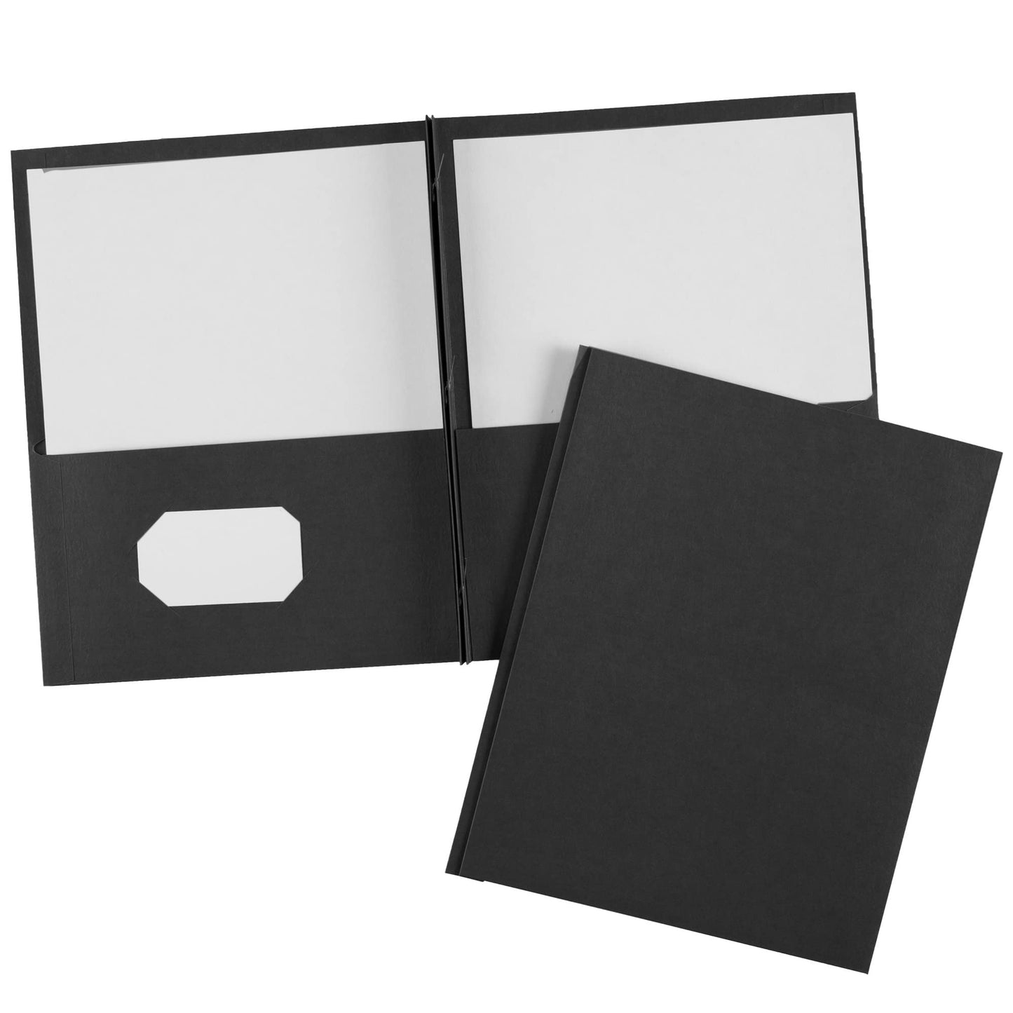 Two Pocket Folders with Fastener, Black, Paper