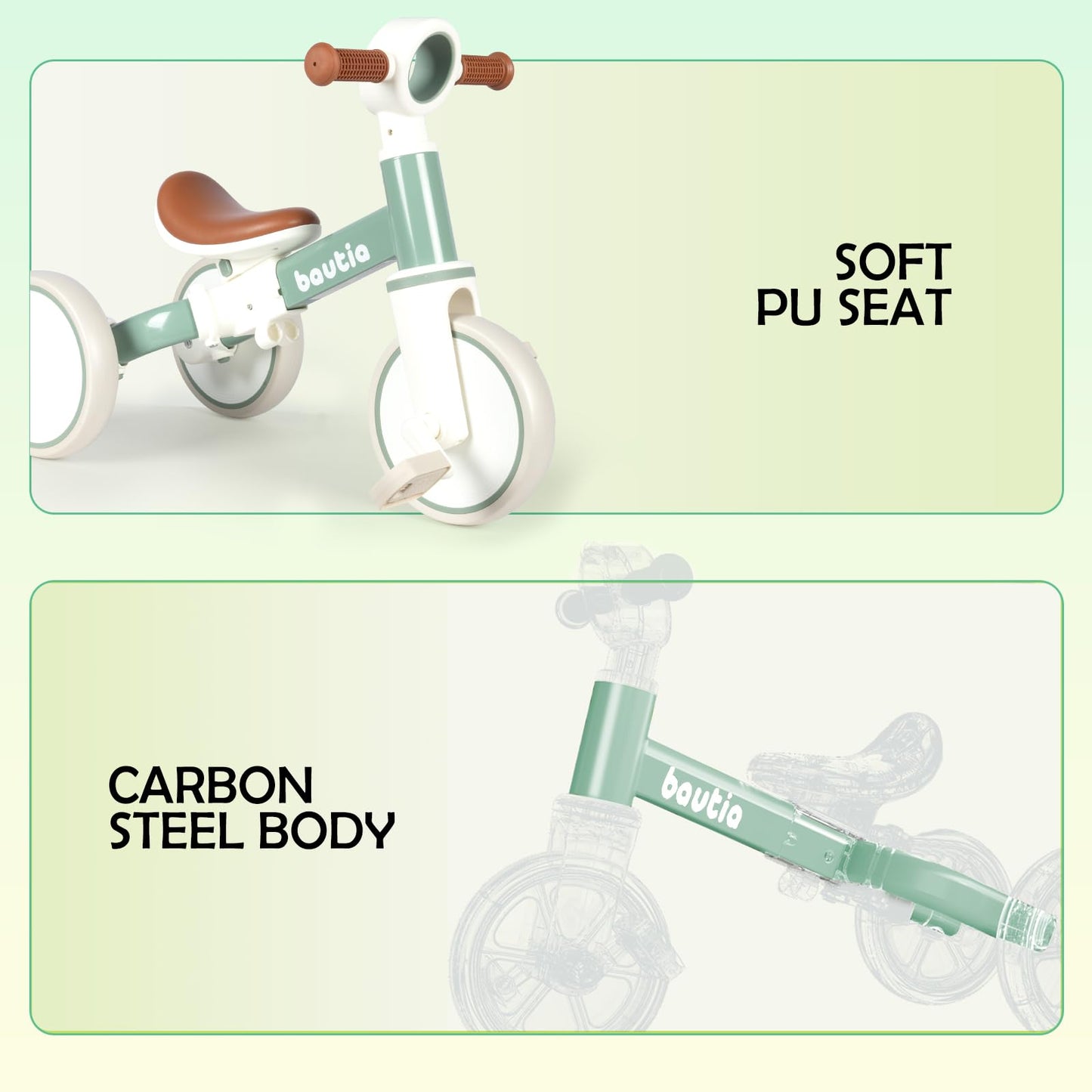 Bautia Tricycle for Toddlers 1–4 Year Old, Kids Bike Boy Girl Toys Age 2, 4 in 1 Baby Balance Bike 3 Years Gifts with Removable Pedals