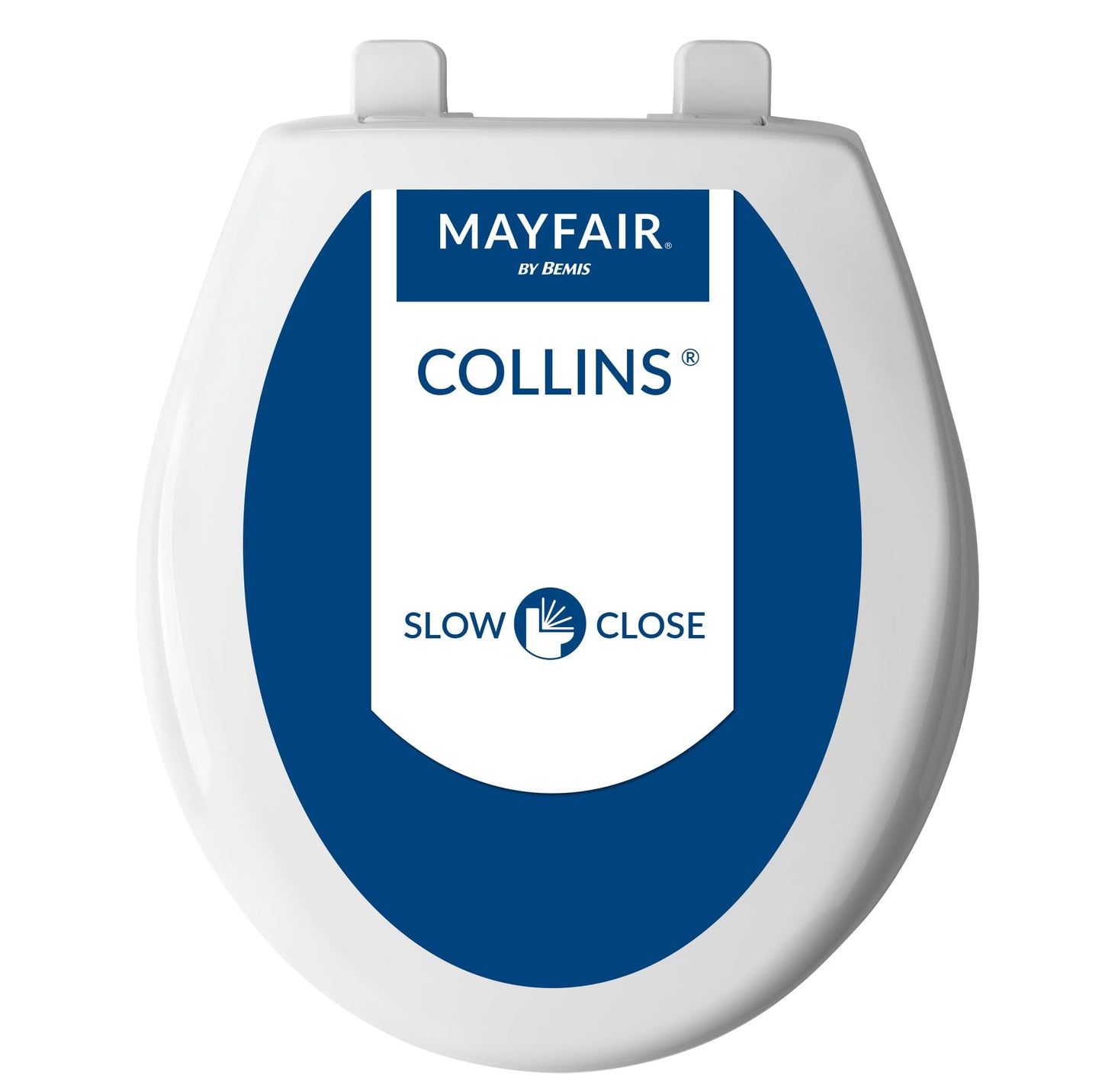 Mayfair 8100SL 000 Collins Slow Close Plastic Toilet Seat That Will Never Loosen, with Super Grip Bumpers Long Lasting Solid Plastic, Round, White