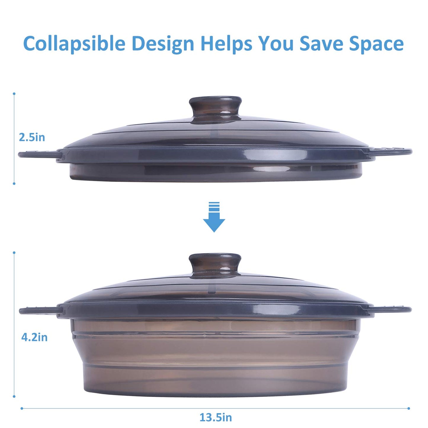Microwave Steamer Cooker Collapsible Bowl-Silicone Steamer Cookware with Handle Lid for Vegetables Fish Prep Meal Food with Removable Rack BPA Free, Easy to Store, Freezer & Dishwasher Safe