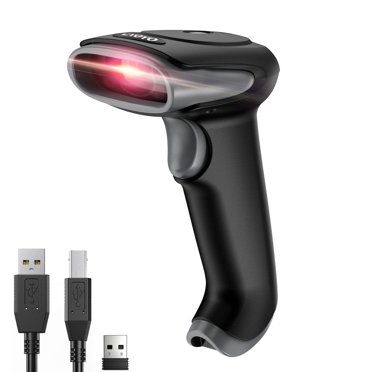 Eyoyo 2D Wireless Barcode Scanner: Handheld Cordless & USB Wired 1D UPC QR Code Scanner for Library, Retail Store, Book, Warehouse - Fast Screen & Printed Bar Code Reader for Computer Laptop POS PC