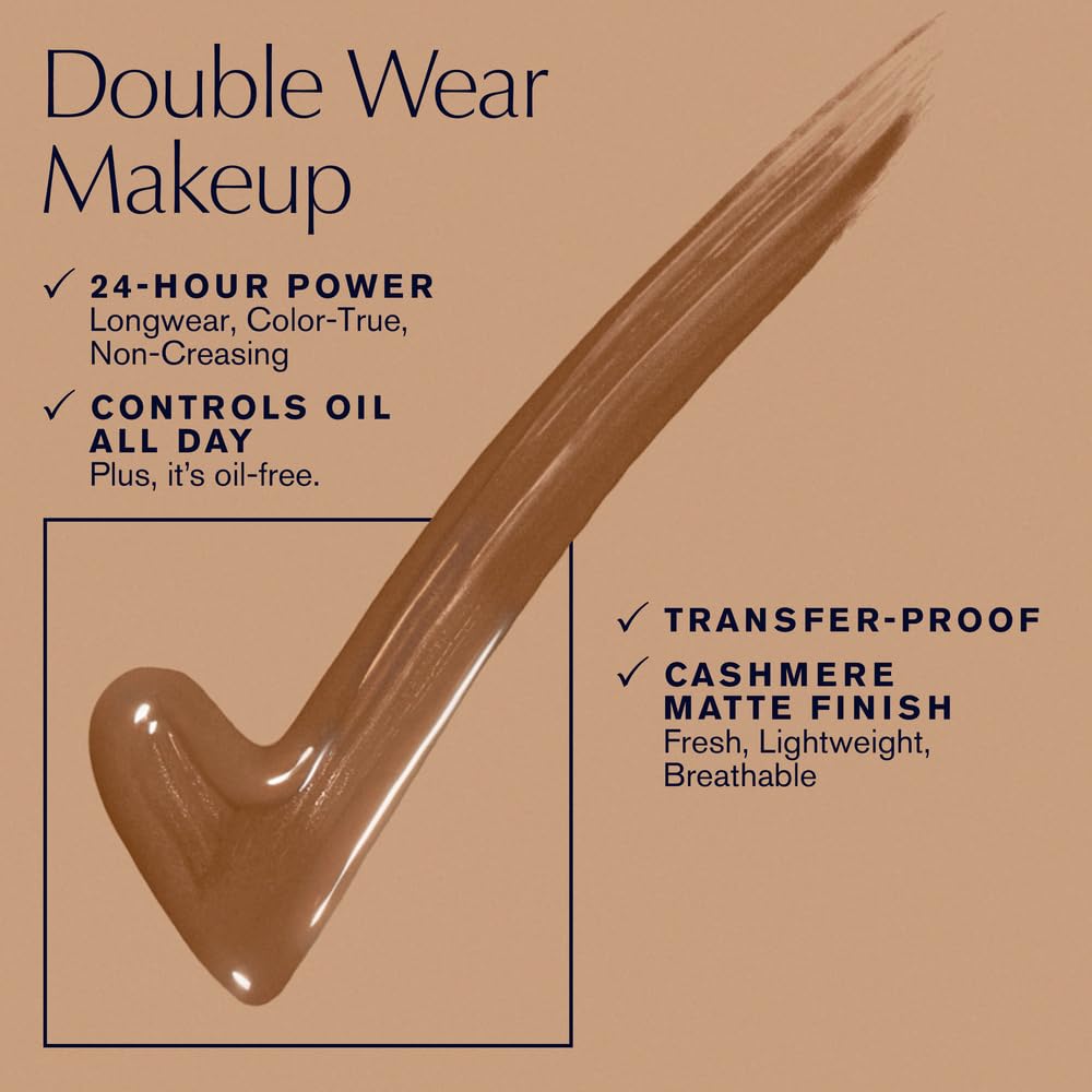 Estée Lauder Double Wear Stay-in-Place 24-Hour Long-Wear Matte Foundation, 30 ml, 3W2 Cashew