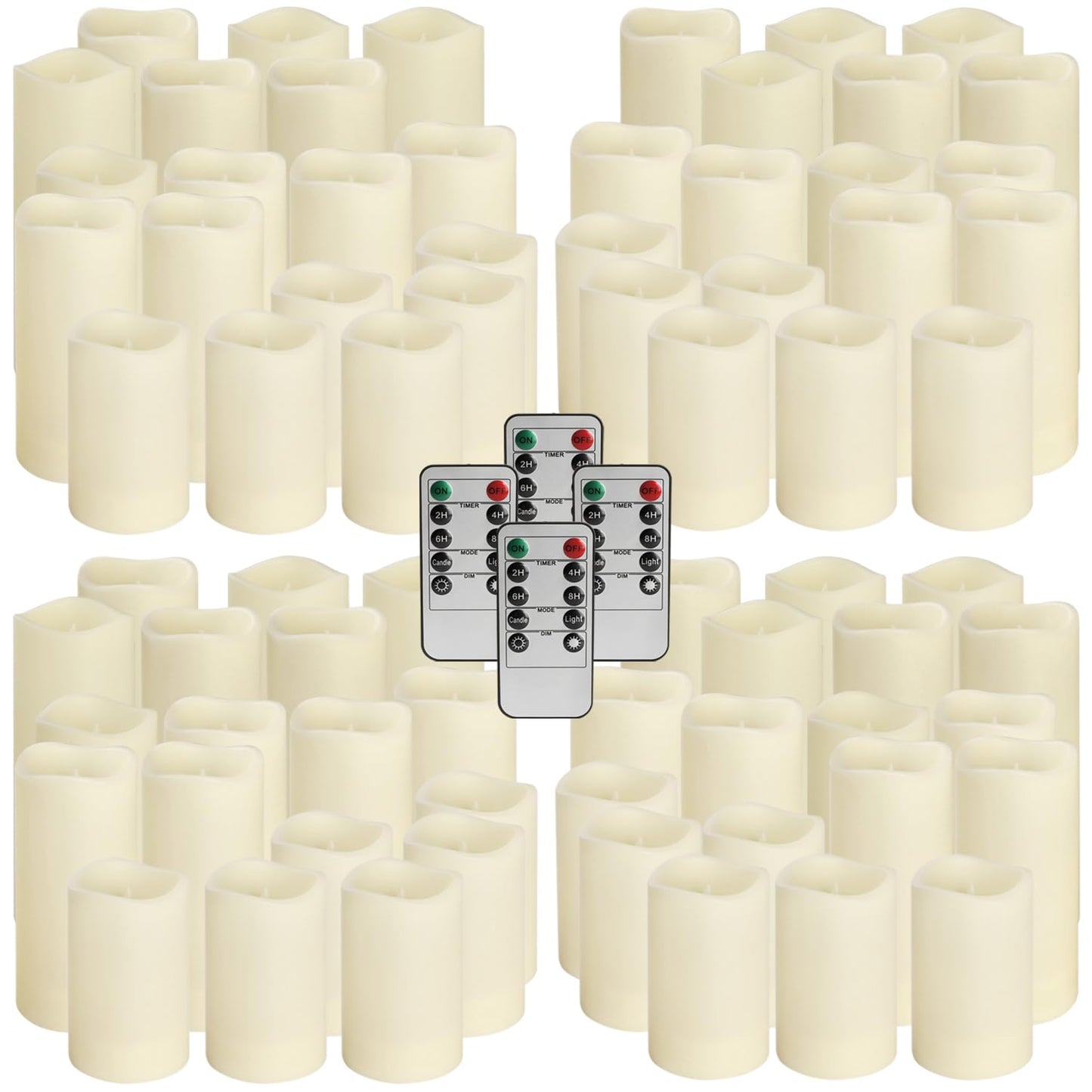 pliadvbu Flameless LED Candles 72 Pack, Outdoor Realistic Waterproof Votive Candles with 4 Remote Control and Timer for Halloween Wedding Festival Decor, (H 4" 5" 6" x D 2.2")…
