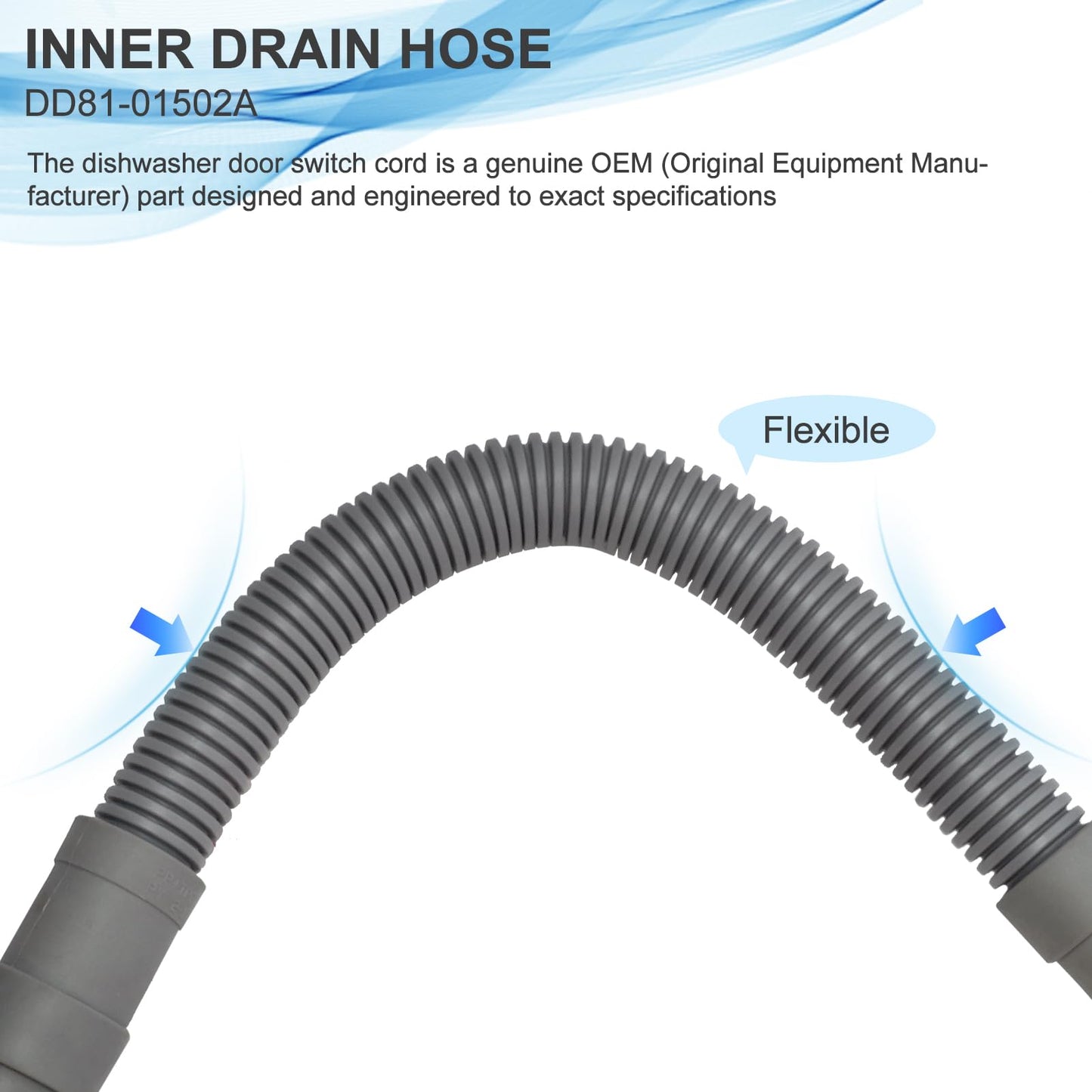 D.I.Accessa DD81-01502A Universal Dishwasher Inner Hose - Inflexible Corrugated Dishwasher Inner Hose,Plastic Material,Gray