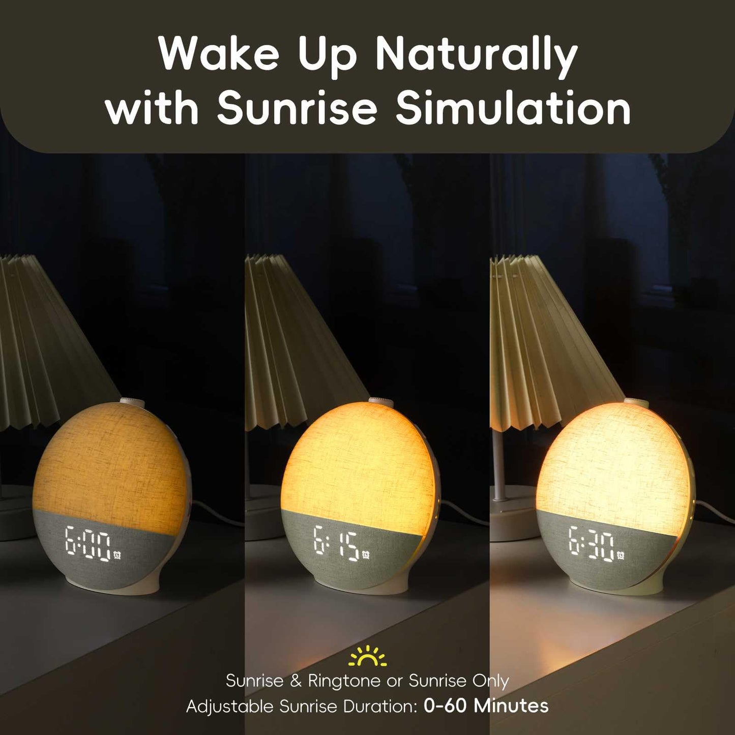Sunrise Alarm Clock with Sound Machine, Natural Wake Up Light with Night Light, 30 Sleep Sounds, Speaker, White Noise Machine Alarm Clocks for Bedrooms, Heavy Sleepers