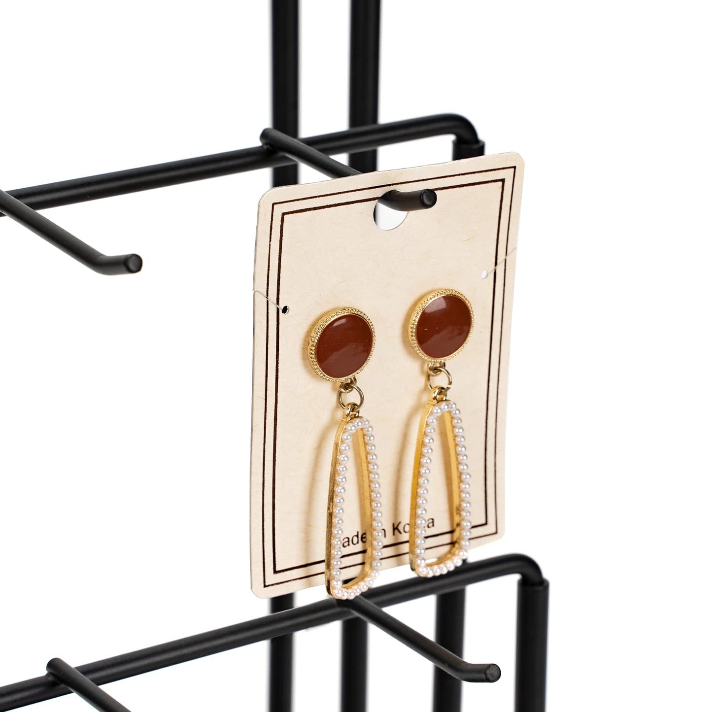 DGWJSU Earring Display Stands for Selling, Earring Rack Display Holder Stand, Jewelry Display for Selling Earring Cards, Bracelets, Hair Accessories, Rings, Necklaces 15"W x 6"D x 15.5"H (30 Hooks)