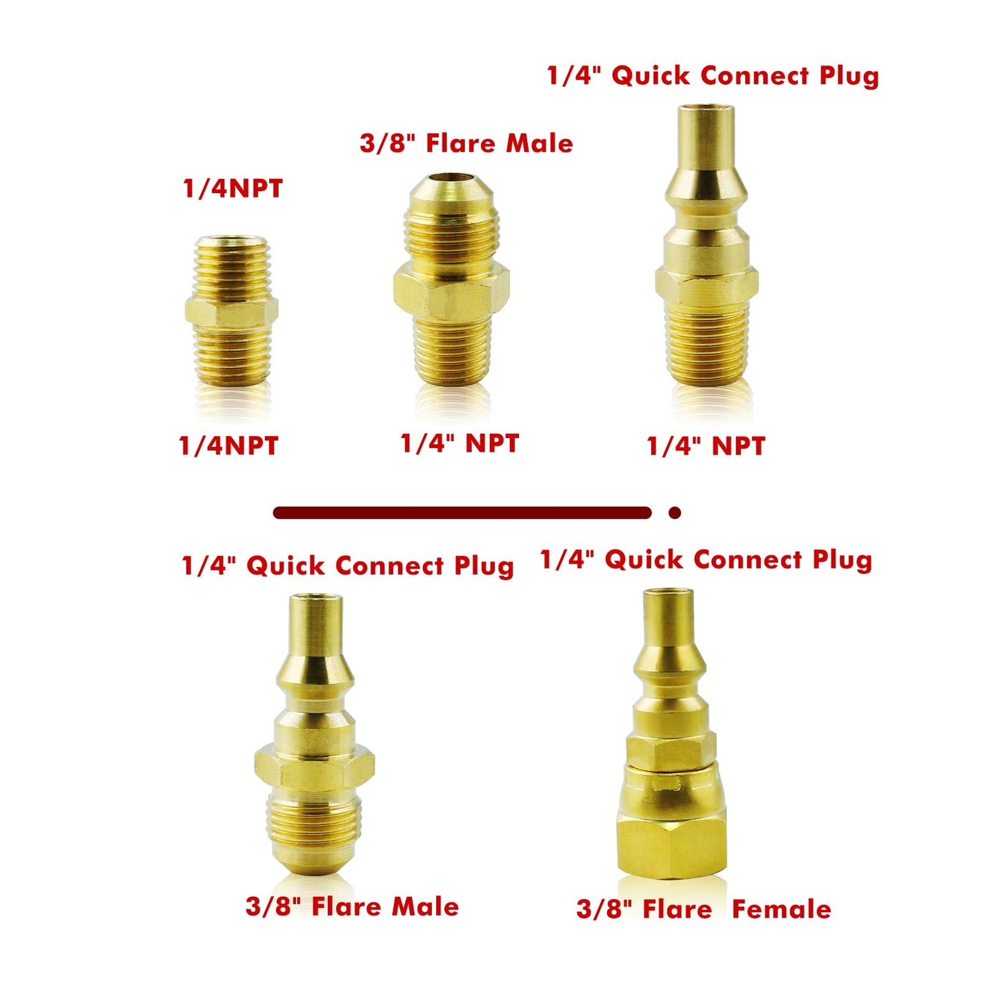 MCAMPAS 1/4" Propane Y Splitter Adapter Kit - 2-Way RV to Grill Quick Connect/Disconnect LP Gas Hose Fitting for Campers, Trailers & Outdoor Cooking Appliances