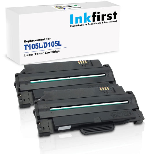 2 Inkfirst Compatible High Yield Toner Cartridges Compatible with Samsung MLT-D105L (MLTD105L) ML-1910 SCX-4600 SF-650 Black ML-1915 ML-2525 ML-2525W ML-2580N SCX-4623F SCX-4623FN SF-650 SF-650P