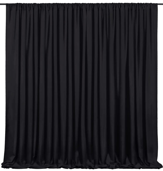 Black Backdrop Curtains 2 Panels 5ft x 10ft Polyester Photo Backdrop Drapes for Wedding Party Stage Birthday Decorations