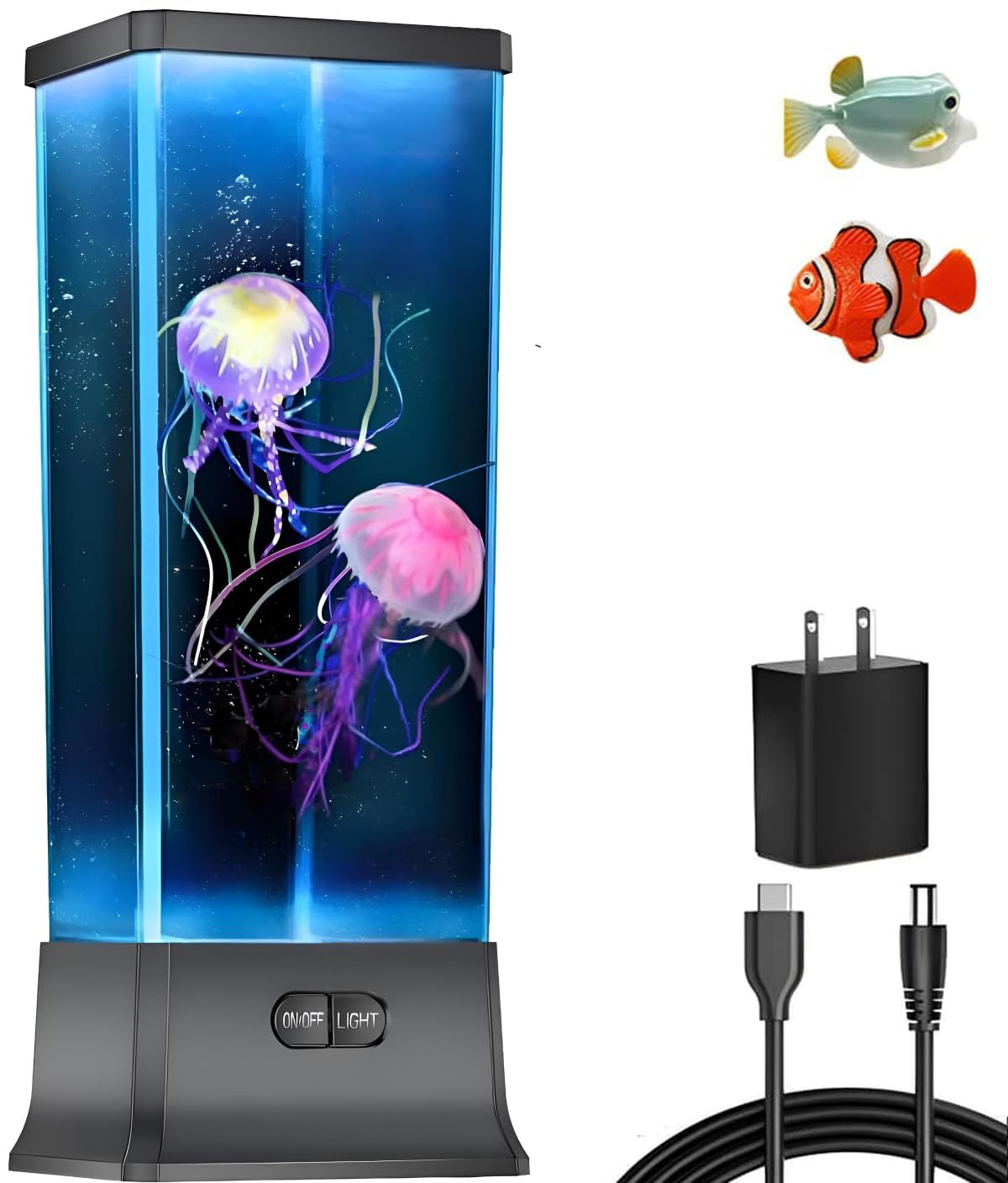 Electric Jellyfish Tank Lamp – Relaxing Mood Night Light for Bedroom & Sensory Room Decor, Calming Gift for Kids and Adults with Stress, Anxiety or Autism