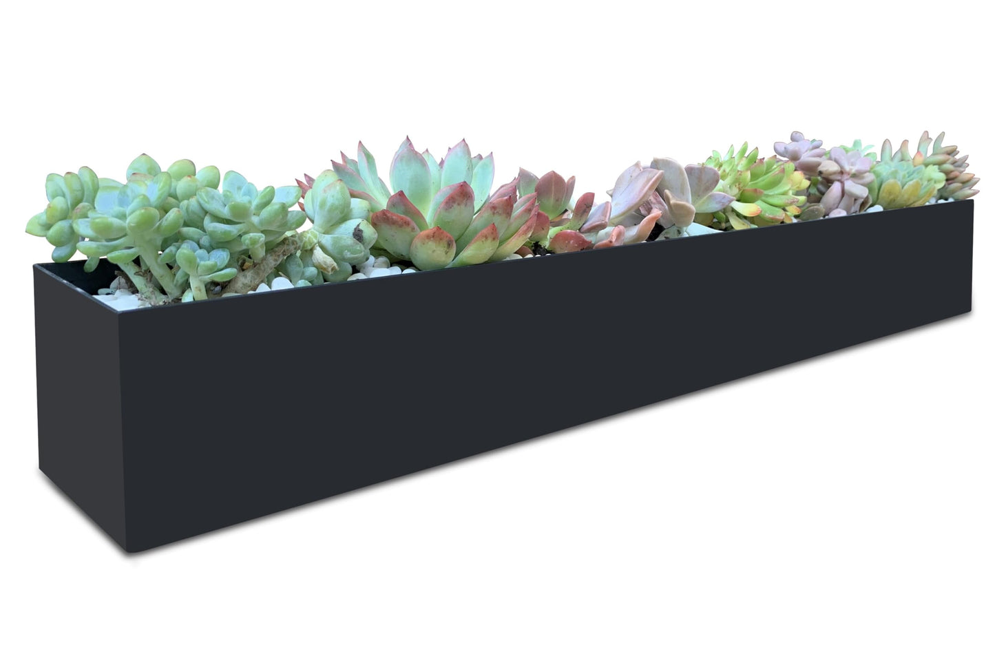 Modern Metal Trough Planter Rectangle Succulent Planter Box - 32" Window Sill Planters - Decorative Indoor/Outdoor Table or Window Planter - Trough Planter - Windowsill Herb Planter (1pc Black)