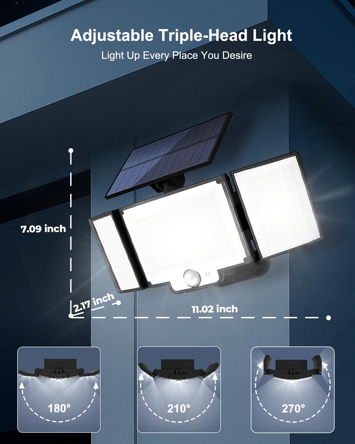 Solar Lights Outdoor,328 LED 3500LM Security Lights Outdoor with Upgraded Panel & 270°Wide Angle,Remote Control with 3 Modes,Motion Sensor Outdoor Lights,for Garage, Yard – 2 Pack