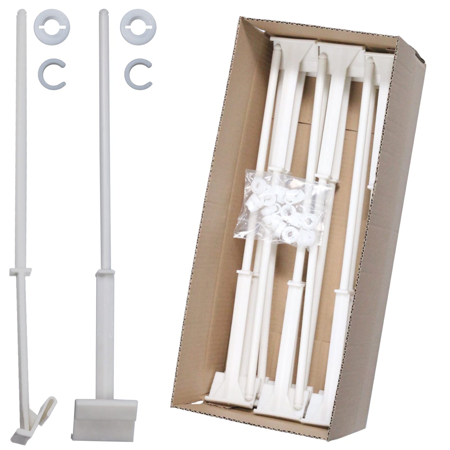 Car Flag Poles 20 Inches Long With Locking Cap And Retaining Clip White Plastic Heavy Duty Flag Pole For Car Windows Pack Of 12