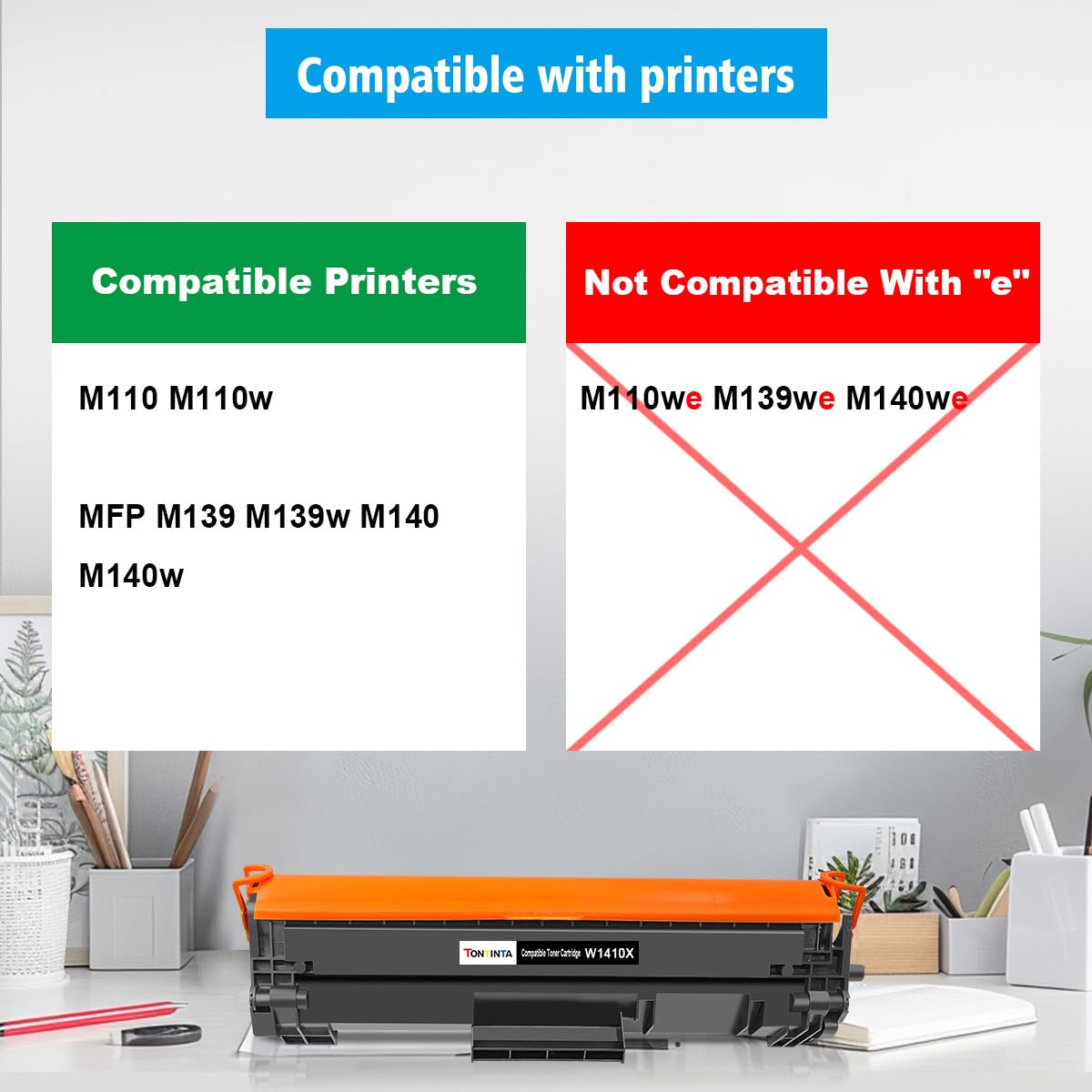 TONTINTA 141X W1410X ( W1410A 141A ) Compatible Toner Cartridges High Capacity 2000 Pages for M110 M110w MFP M139 M140 M140w Printers, Incompatible with e-Series Printers (with Chip, 2 Black)