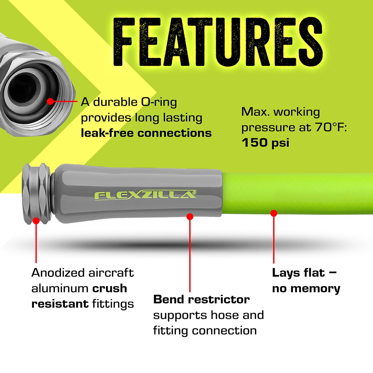 Flexzilla Garden Hose, 5/8'' X 50', Heavy Duty, Lightweight, Drinking Water Safe-HFZG550YW