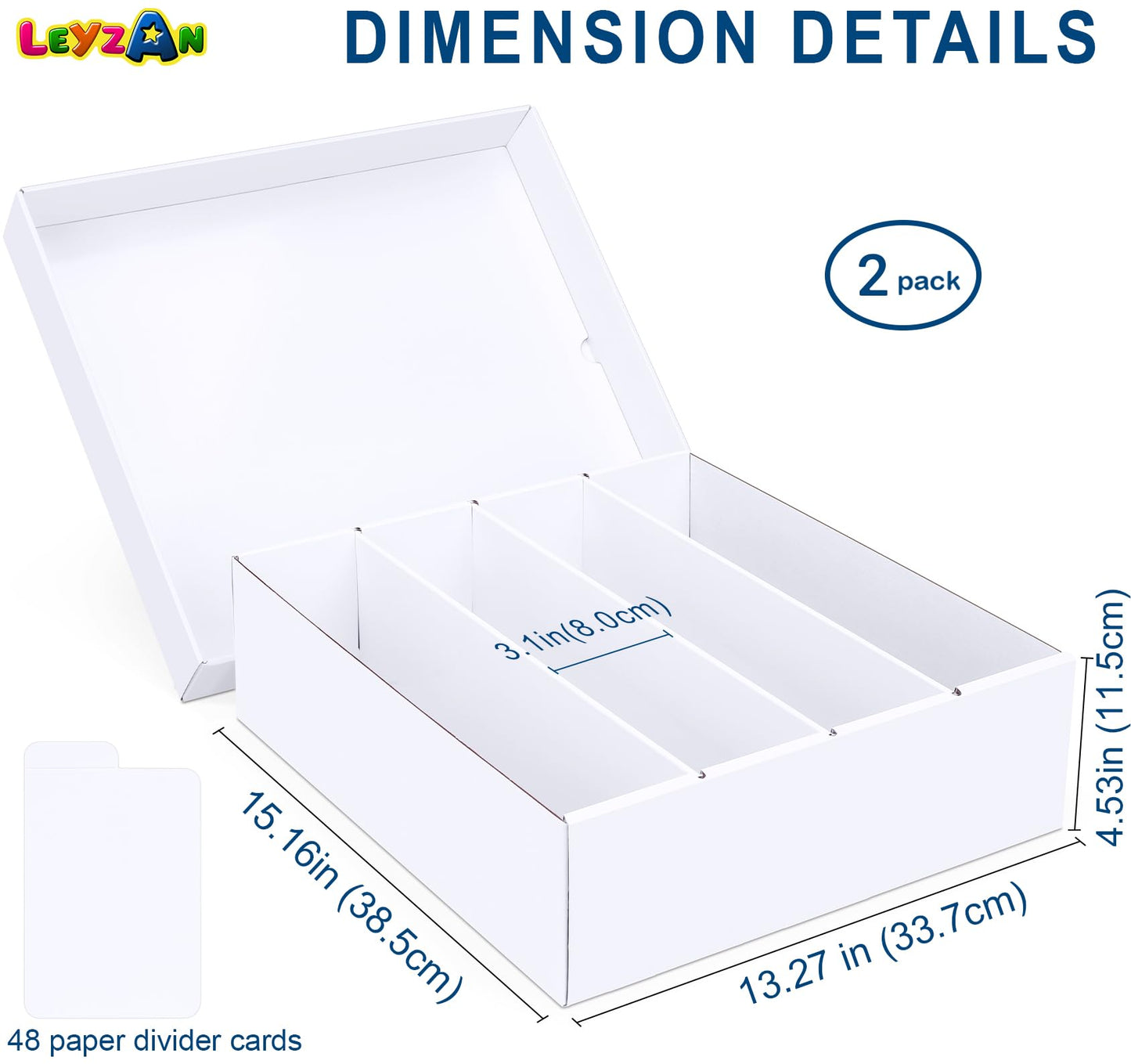 Trading Card Storage Box, 3200 Count Cardboard Storage Box with Divider for Sports, Tcg, Mtg Card(2 Pack)