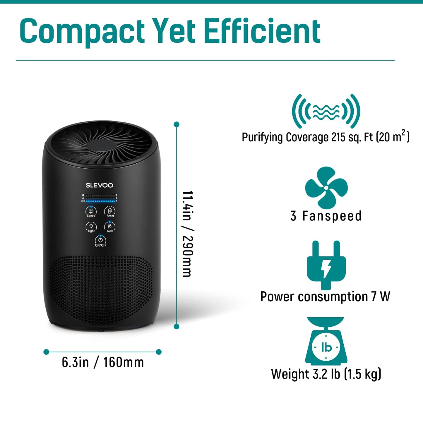 Air Purifiers for Home Pets Smokers in Bedroom, H13 True HEPA Filter Air Cleaner with Fragrance Sponge, Lock Set, 100% Ozone Free, Effectively Clean 99.97% of Airborne Particles, Smoke, Pet Dander