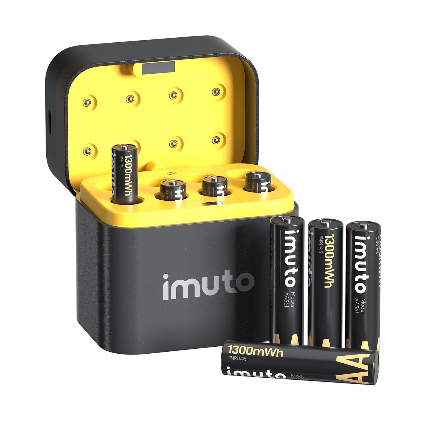 imuto Rechargeable AAA Batteries Lithium 8 Pack with Fast Charger,1300mWh 1.5V Constant Output Triple a Lithium Batteries 1600 Cycles Long Lasting