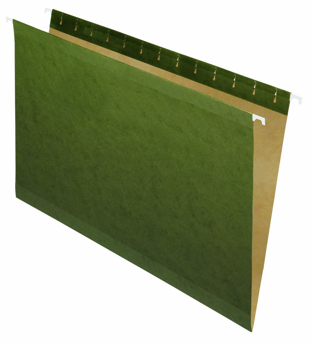 Pendaflex Hanging File Folders, Legal Size, Reinforced Standard Green, 25-Pack, Polylaminate Strips, Expandable Design, Durable Filing for Office or Home Organization