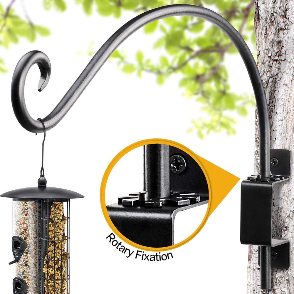 AJART Bird Feeder Hangers Outdoor: 16"-2PCs Swivel Hanging Plant Bracket for Wall Mount - Swivel Plant Hook for Flower Basket