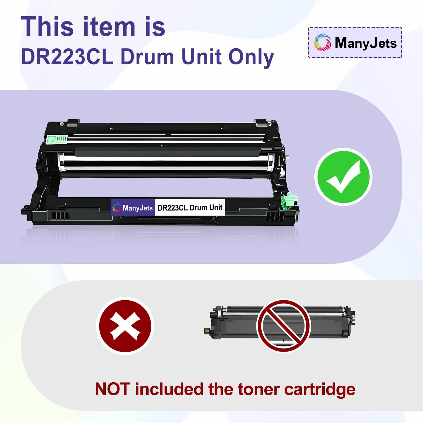 ManyJets DR223CL Compatible Drum Unit Replacement for Brother DR 223CL Use for MFC-L3710CW MFC-L3750CDW MFC-L3770CDW HL-L3270CDW HL-L3230CDW HL-L3210CW Printer (Black Cyan Magenta Yellow,Drum,4-Pack)