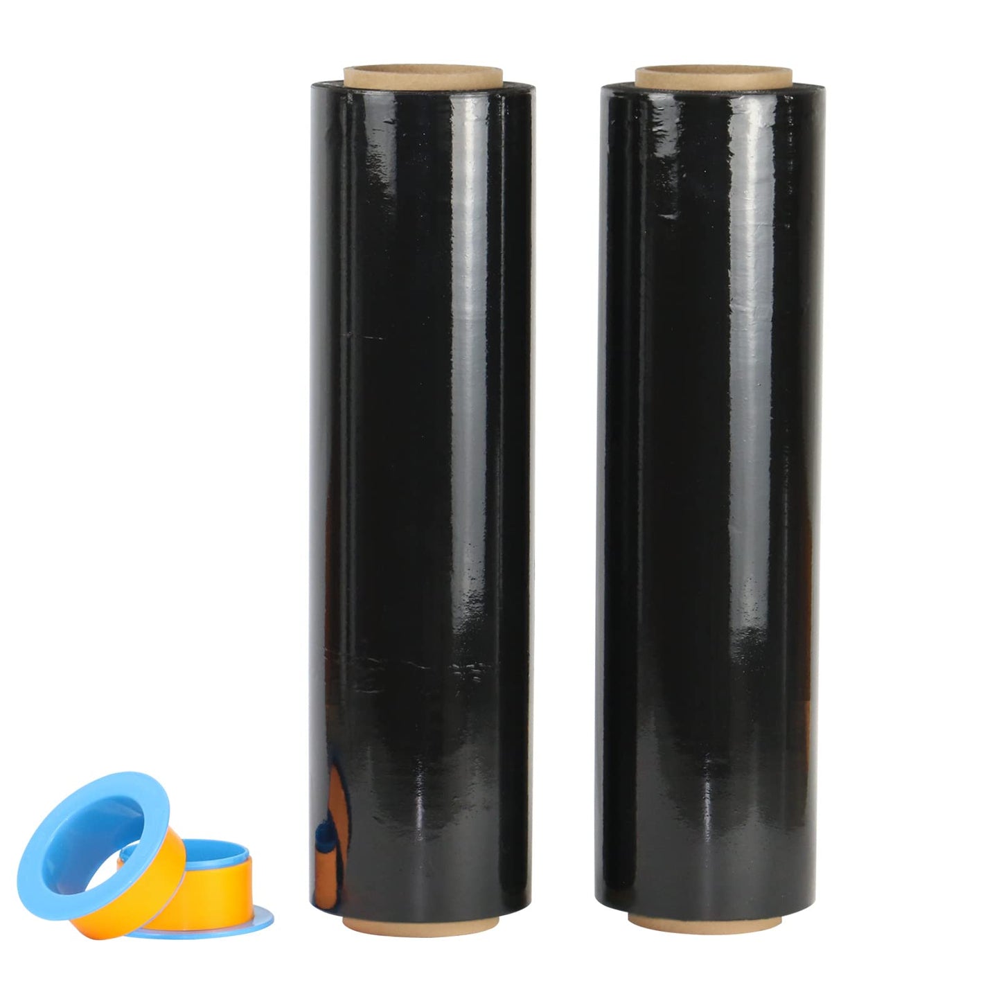 BOMEI PACK Black Stretch Wrap with Handle, Plastic Wrap 40cm x 250m, 2 Packs with Rotatable Sleeve